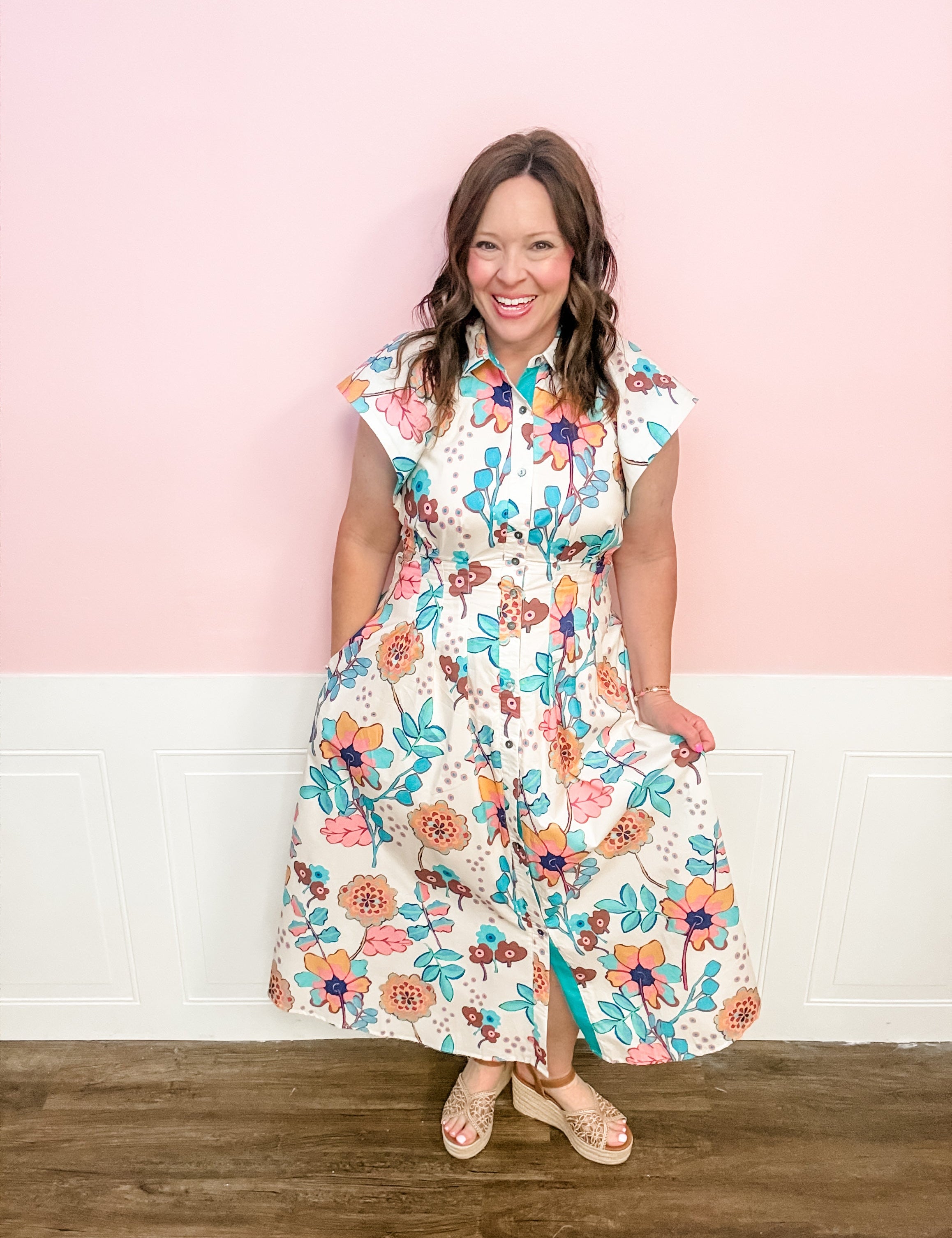 Sunset Garden Shirt Dress - Just a Small Town Girl