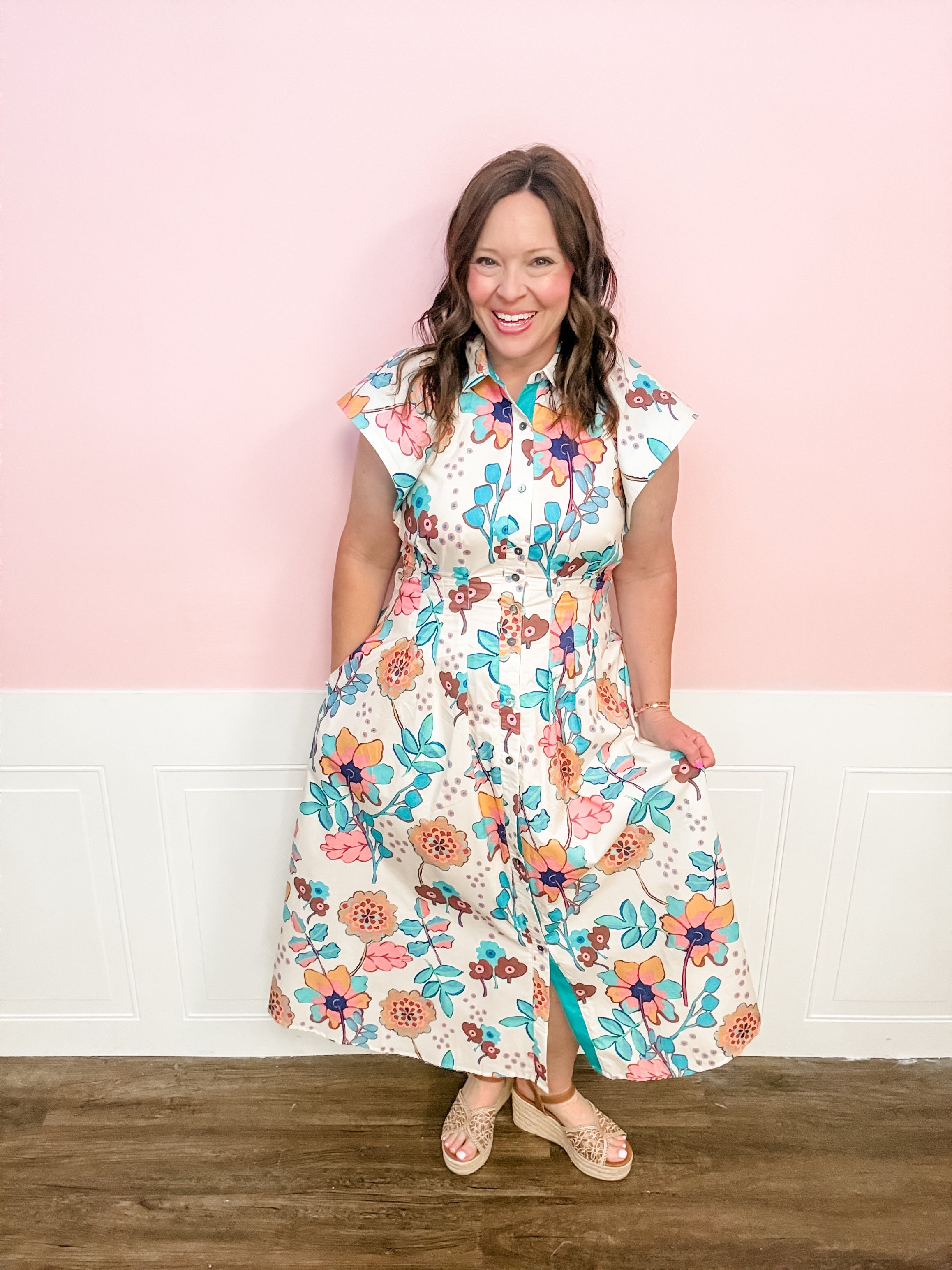 Sunset Garden Shirt Dress - Just a Small Town Girl