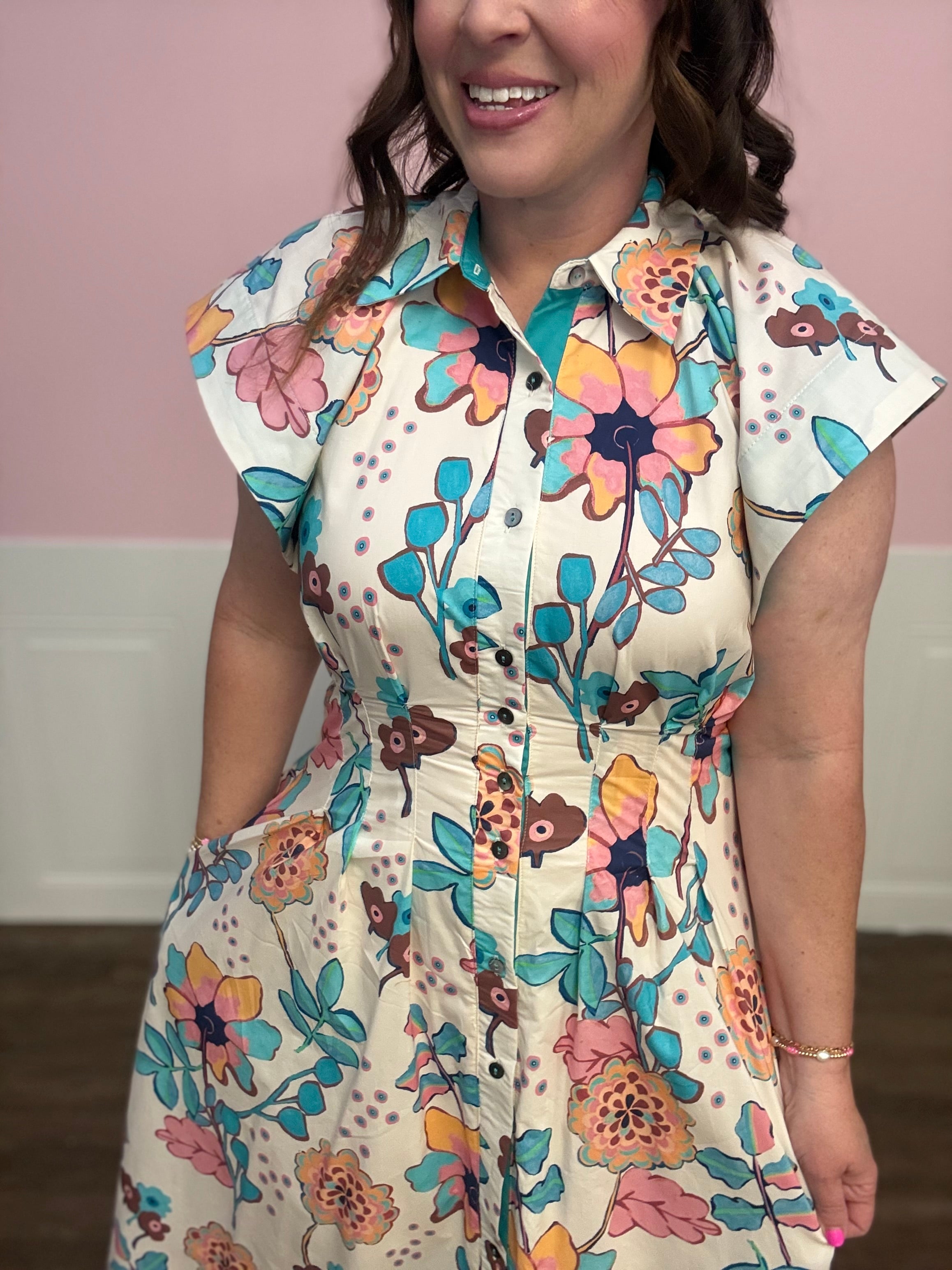 Sunset Garden Shirt Dress - Just a Small Town Girl