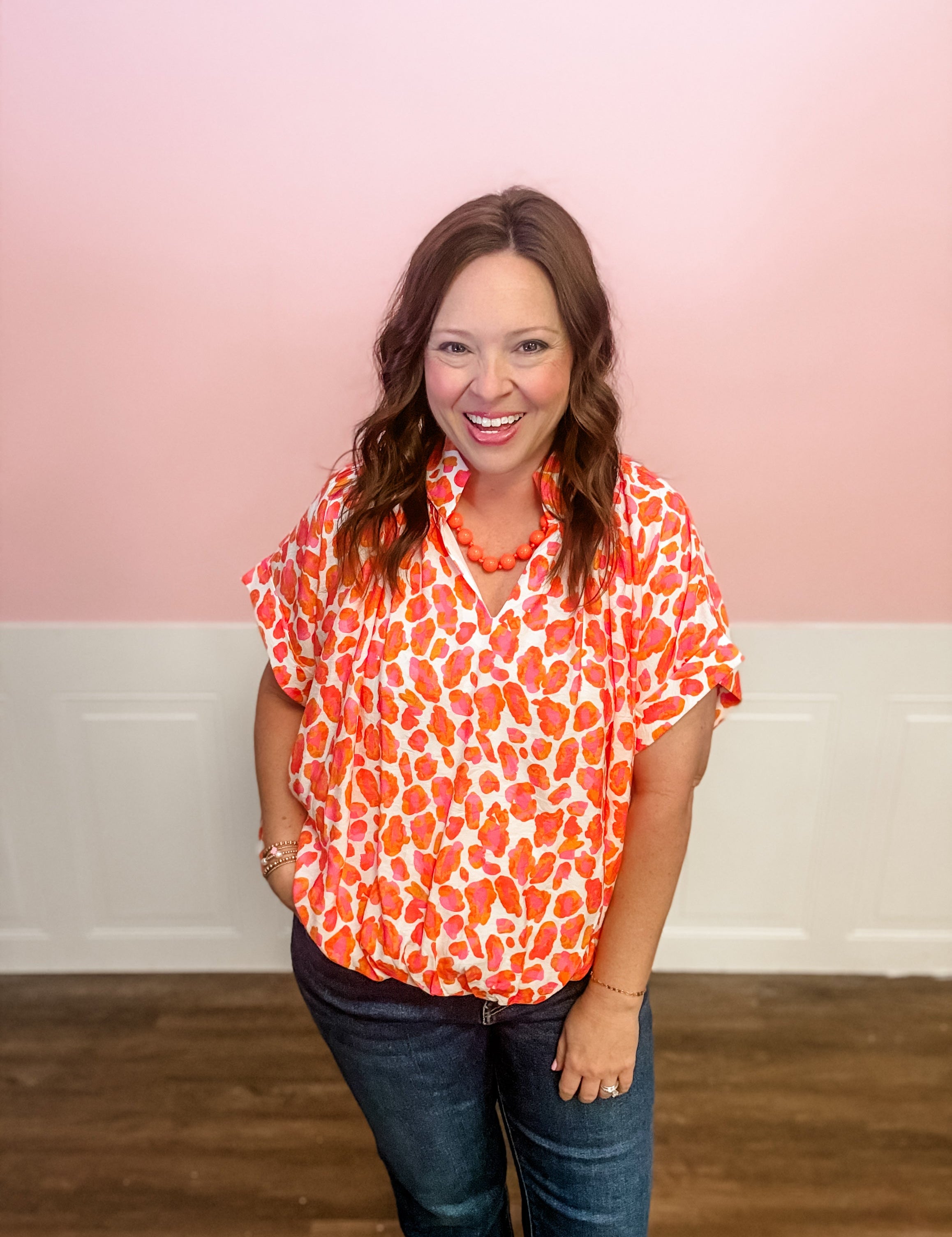 Sunset Pop Leopard Top - Just a Small Town Girl