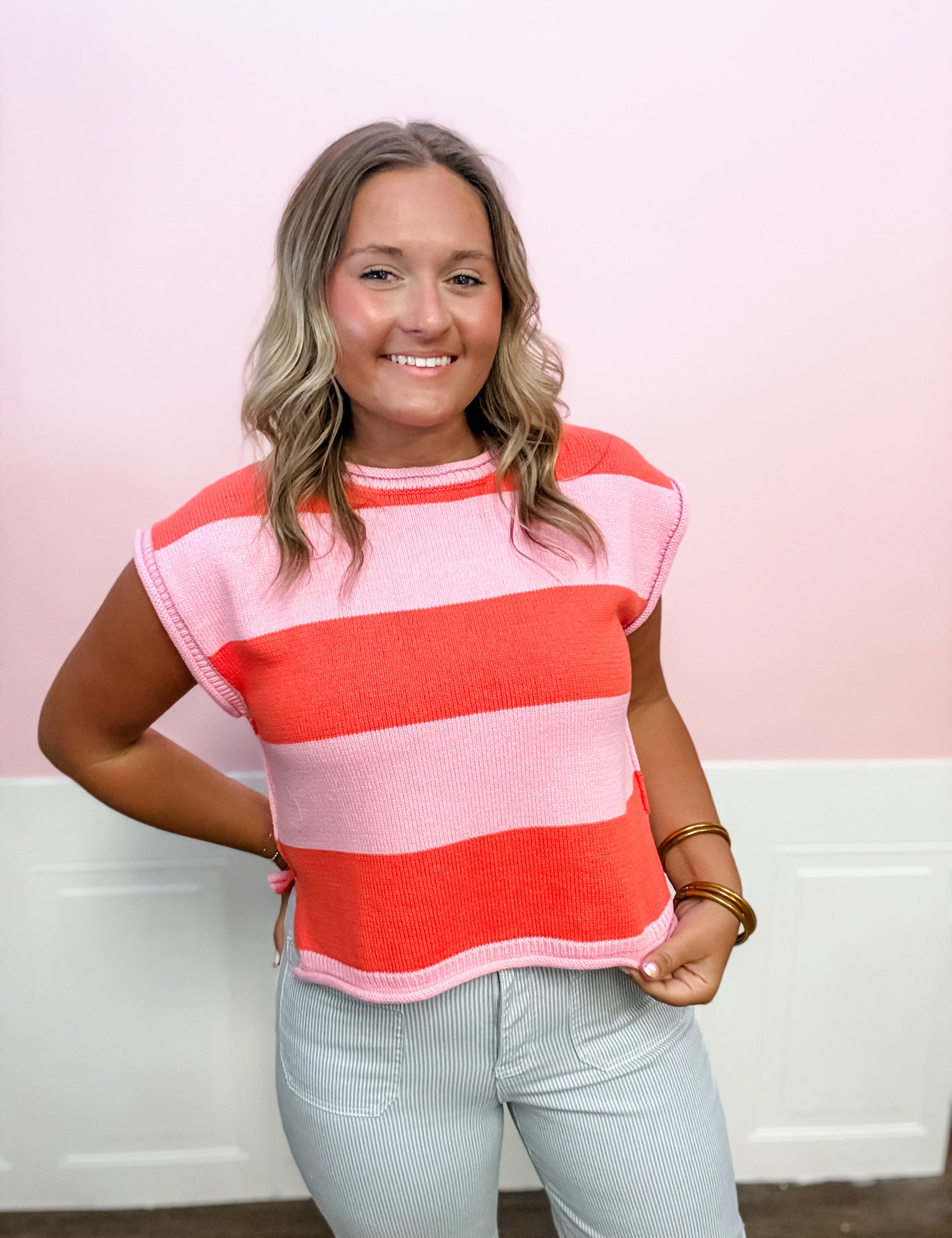 Sunset Stripe Sweater Top - Just a Small Town Girl