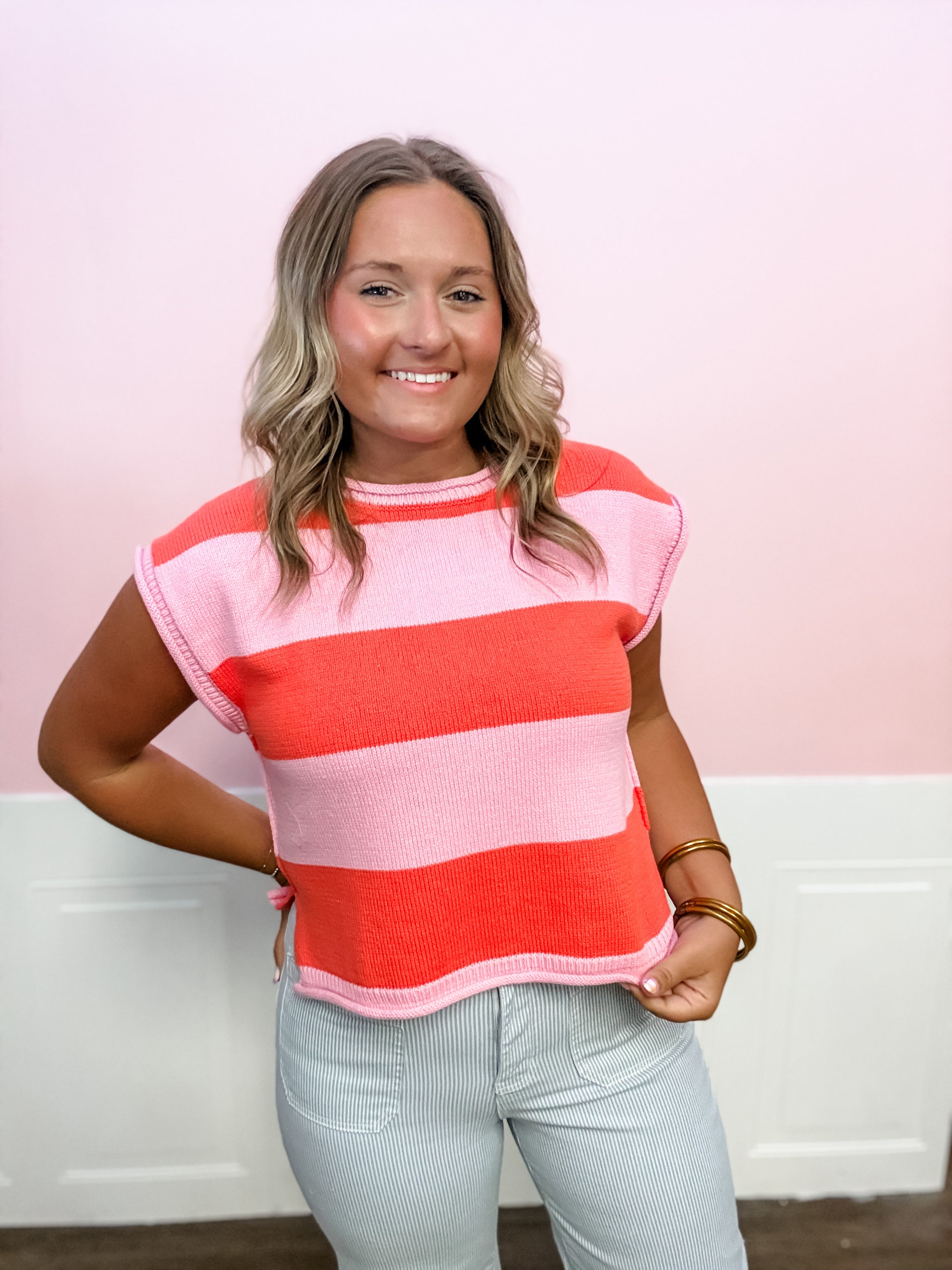 Sunset Stripe Sweater Top - Just a Small Town Girl