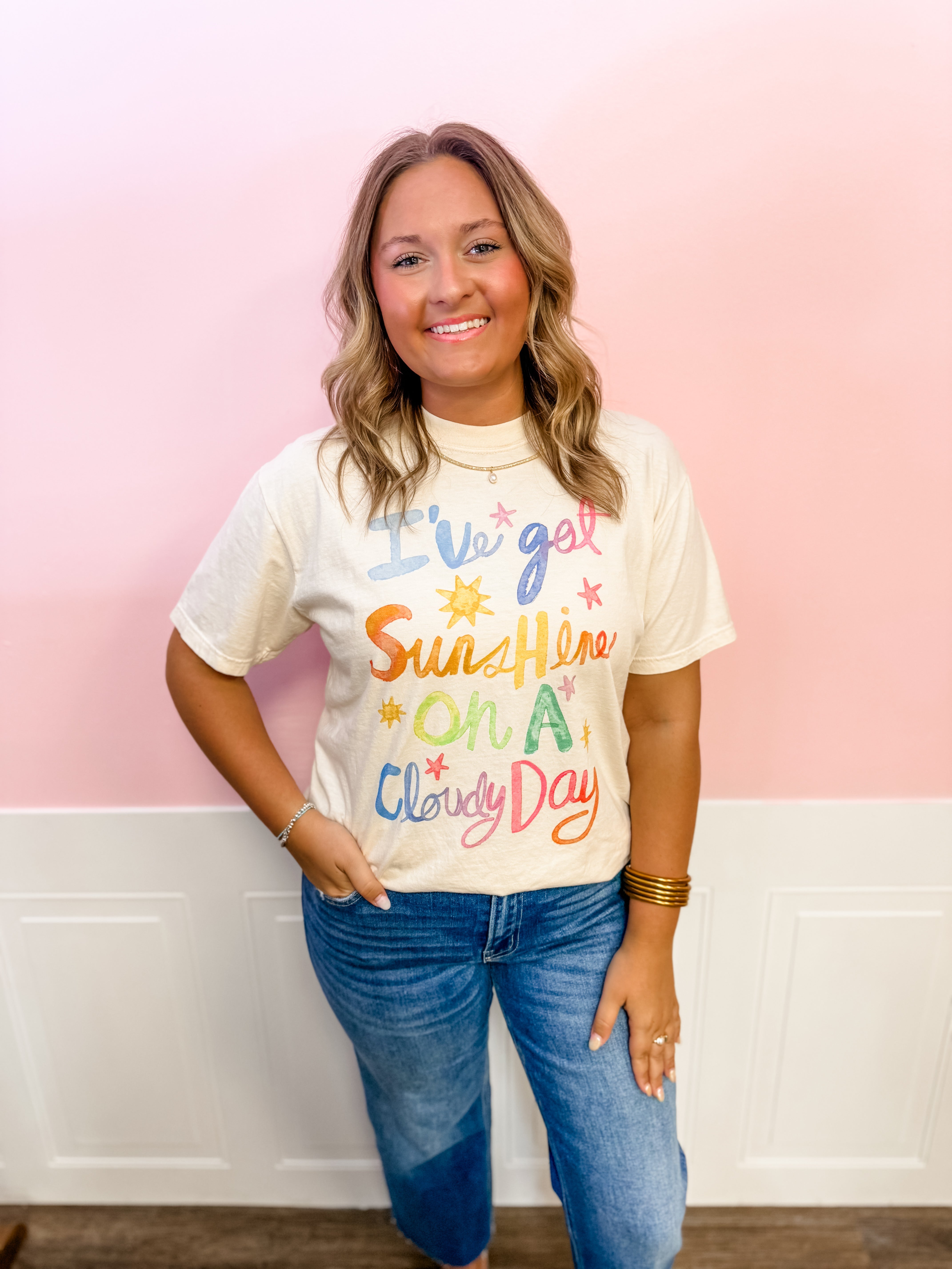 Sunshine on a Cloudy Day Tee - Just a Small Town Girl