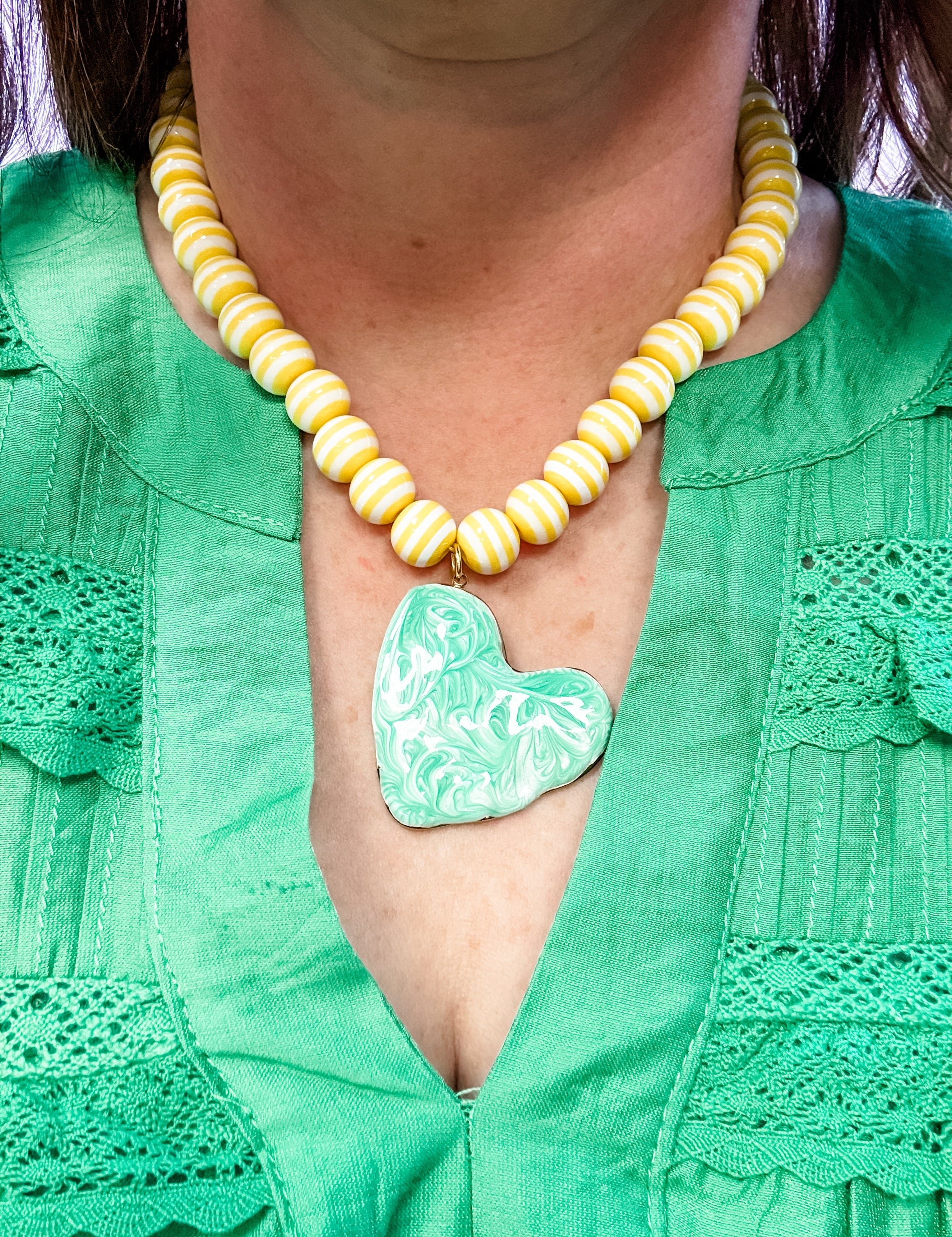 Sunshine & Sea Glass Heart Necklace - Just a Small Town Girl