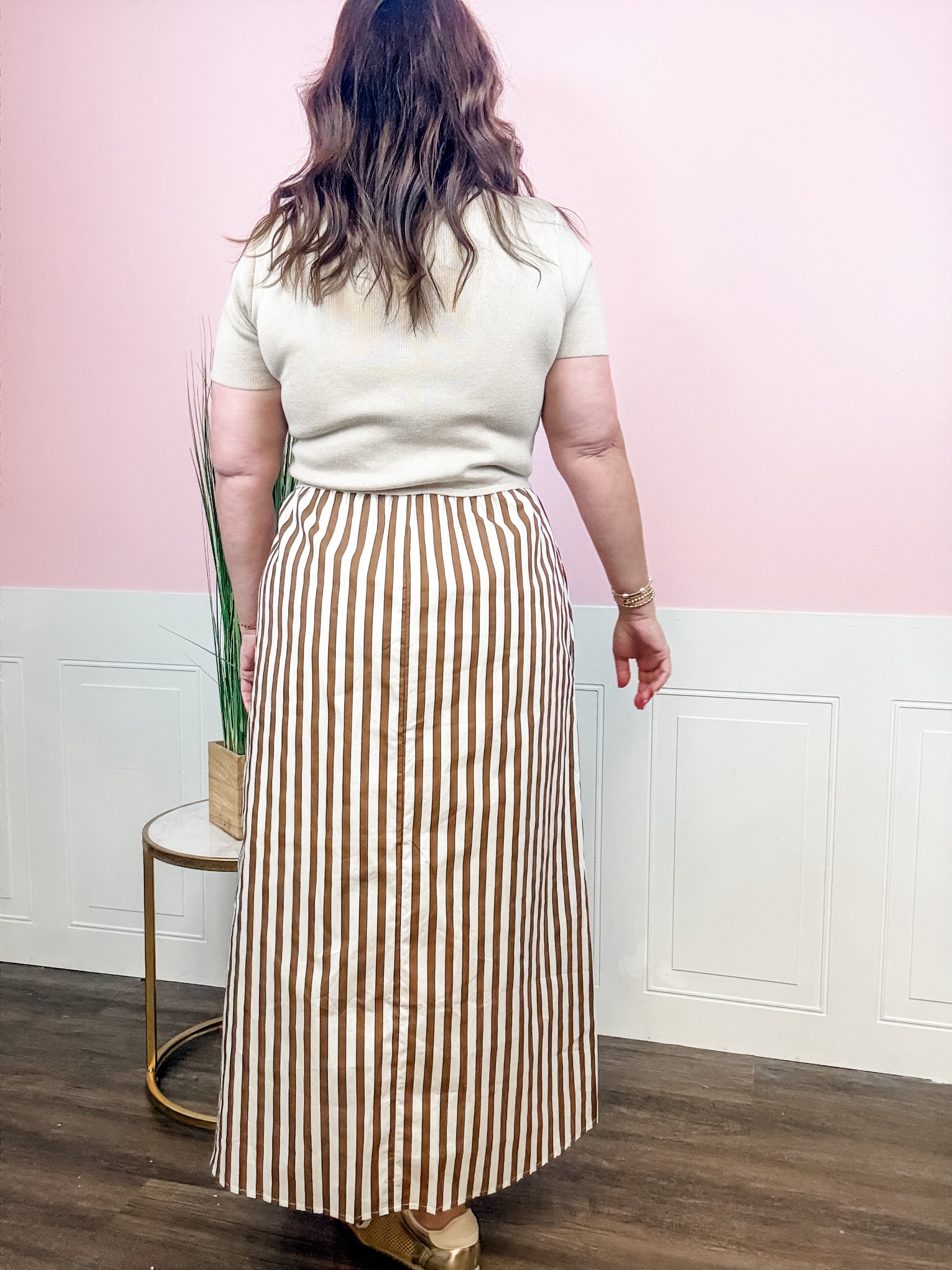 Sweater Knit & Stripe Pleated Skirt Dress - Just a Small Town Girl