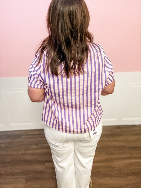 Sweet Lavender Stripe Blouse - Just a Small Town Girl