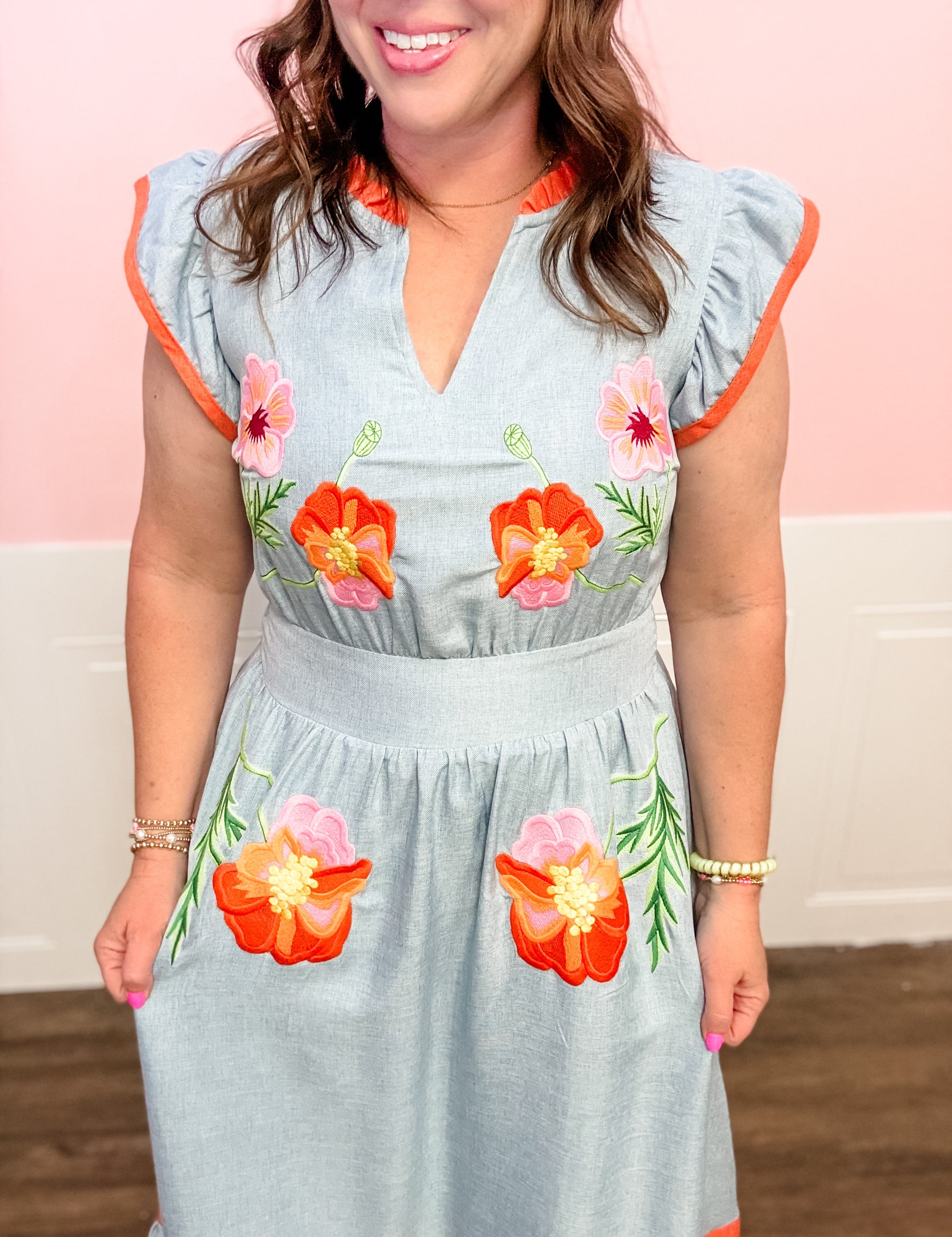 Sweet Meadow Embroidered Dress - Just a Small Town Girl