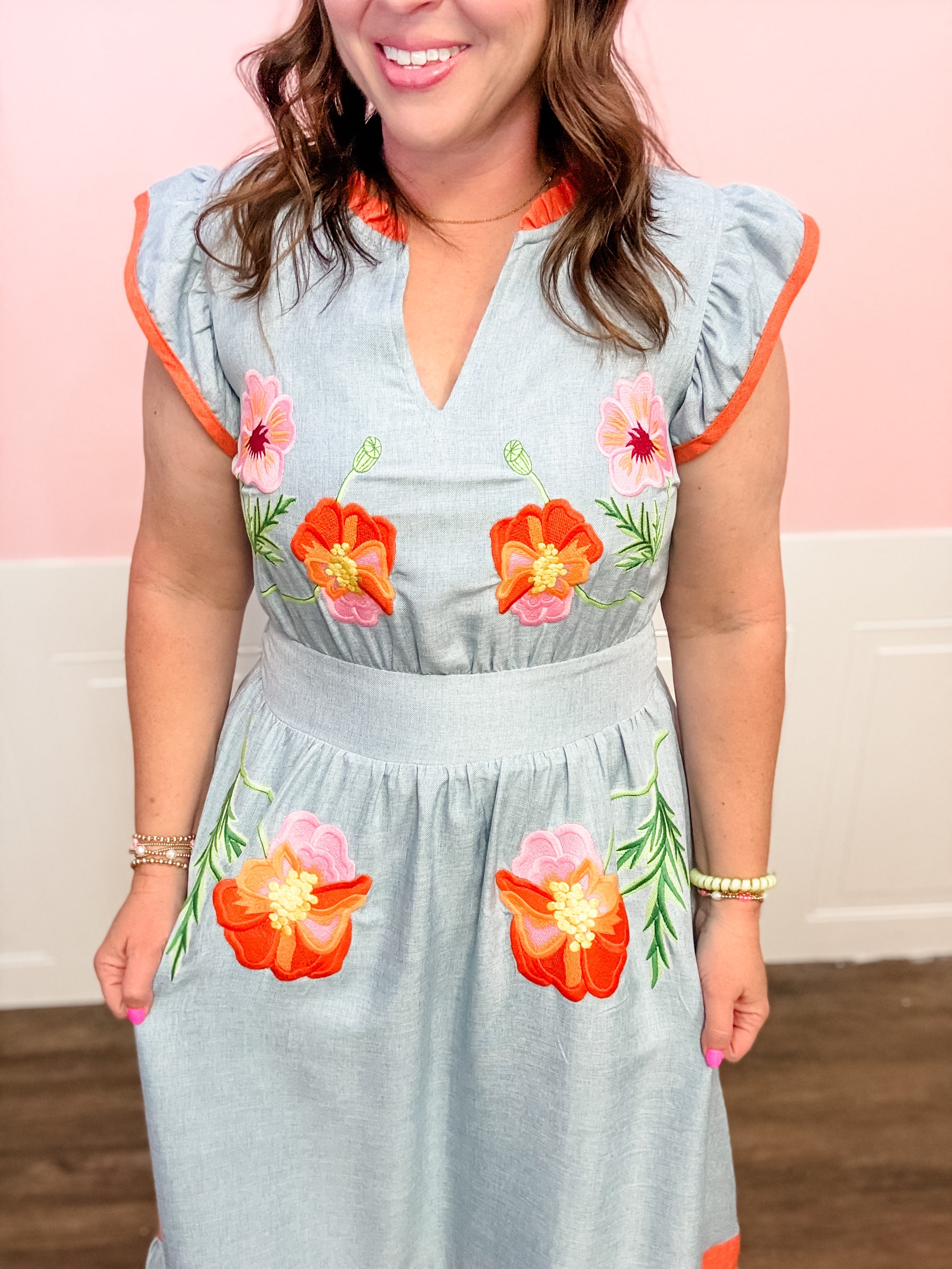 Sweet Meadow Embroidered Dress - Just a Small Town Girl