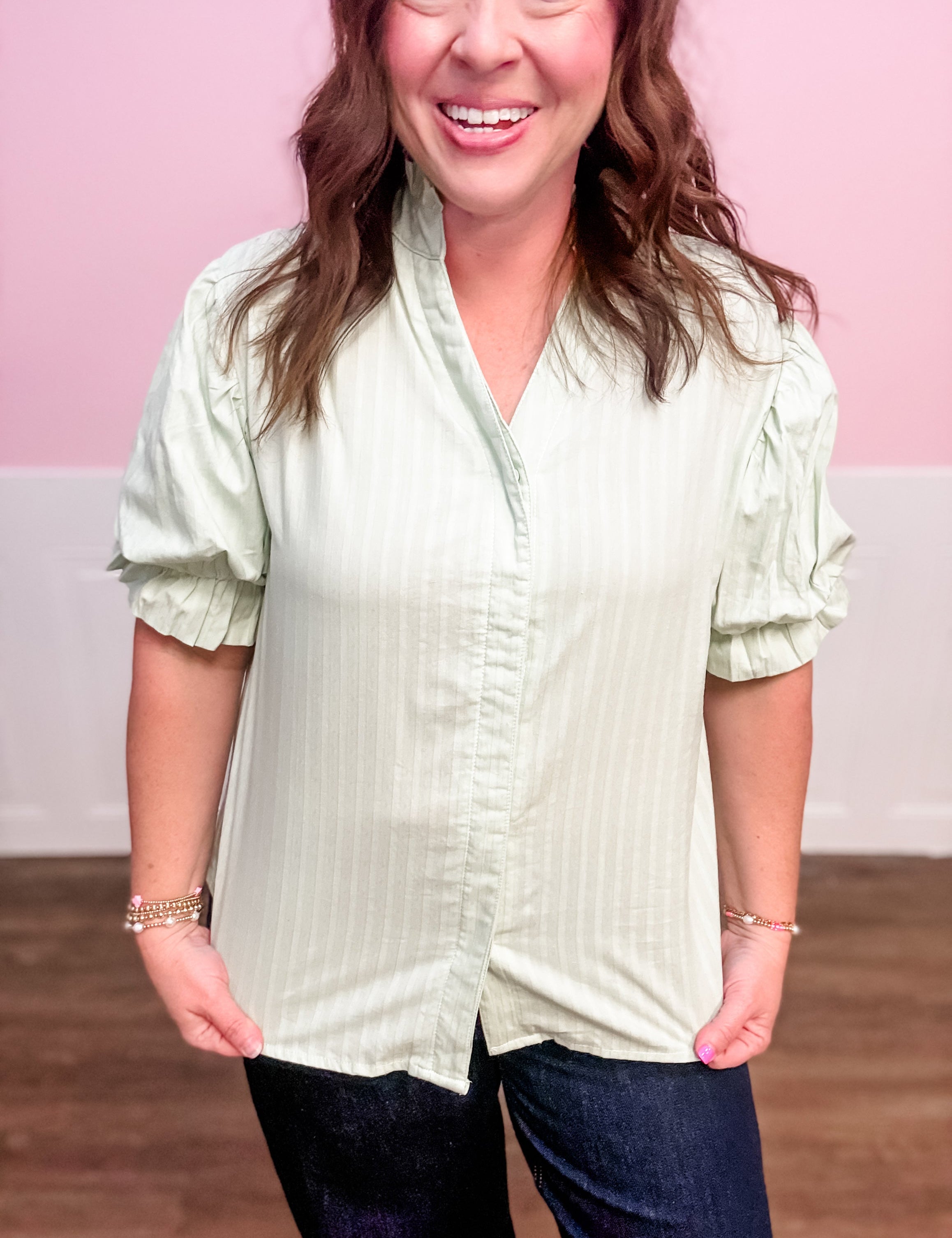 Sweet Sage Bow Back Blouse - Just a Small Town Girl