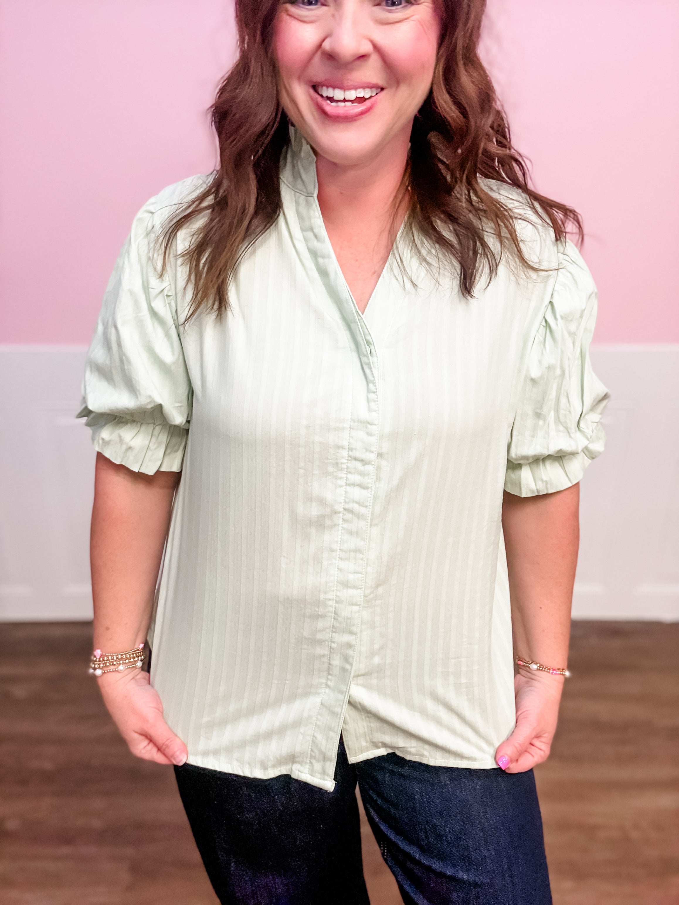 Sweet Sage Bow Back Blouse - Just a Small Town Girl