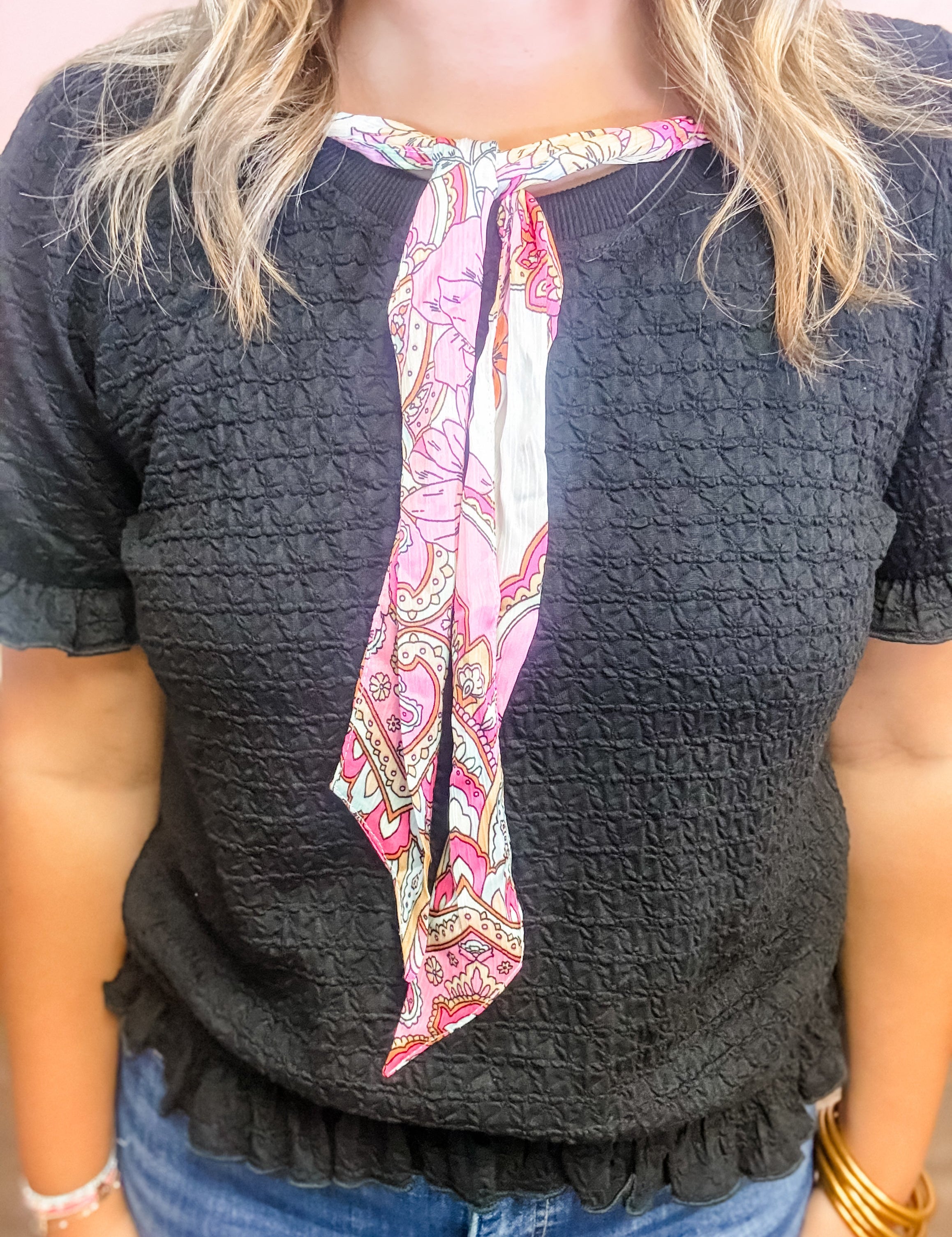 Sweet Sophistication Scarf Detail Top - Just a Small Town Girl