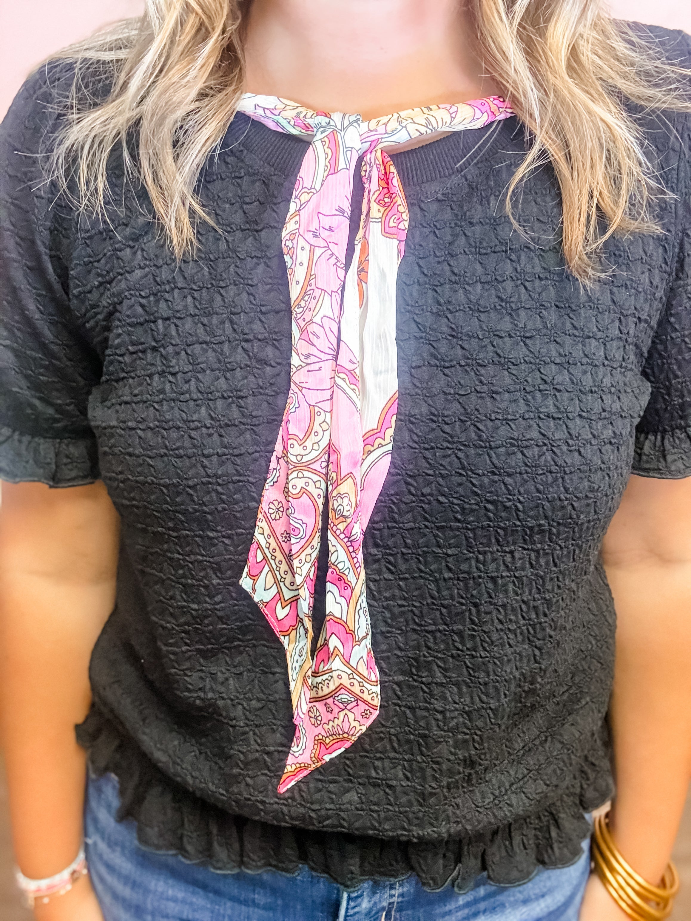 Sweet Sophistication Scarf Detail Top - Just a Small Town Girl