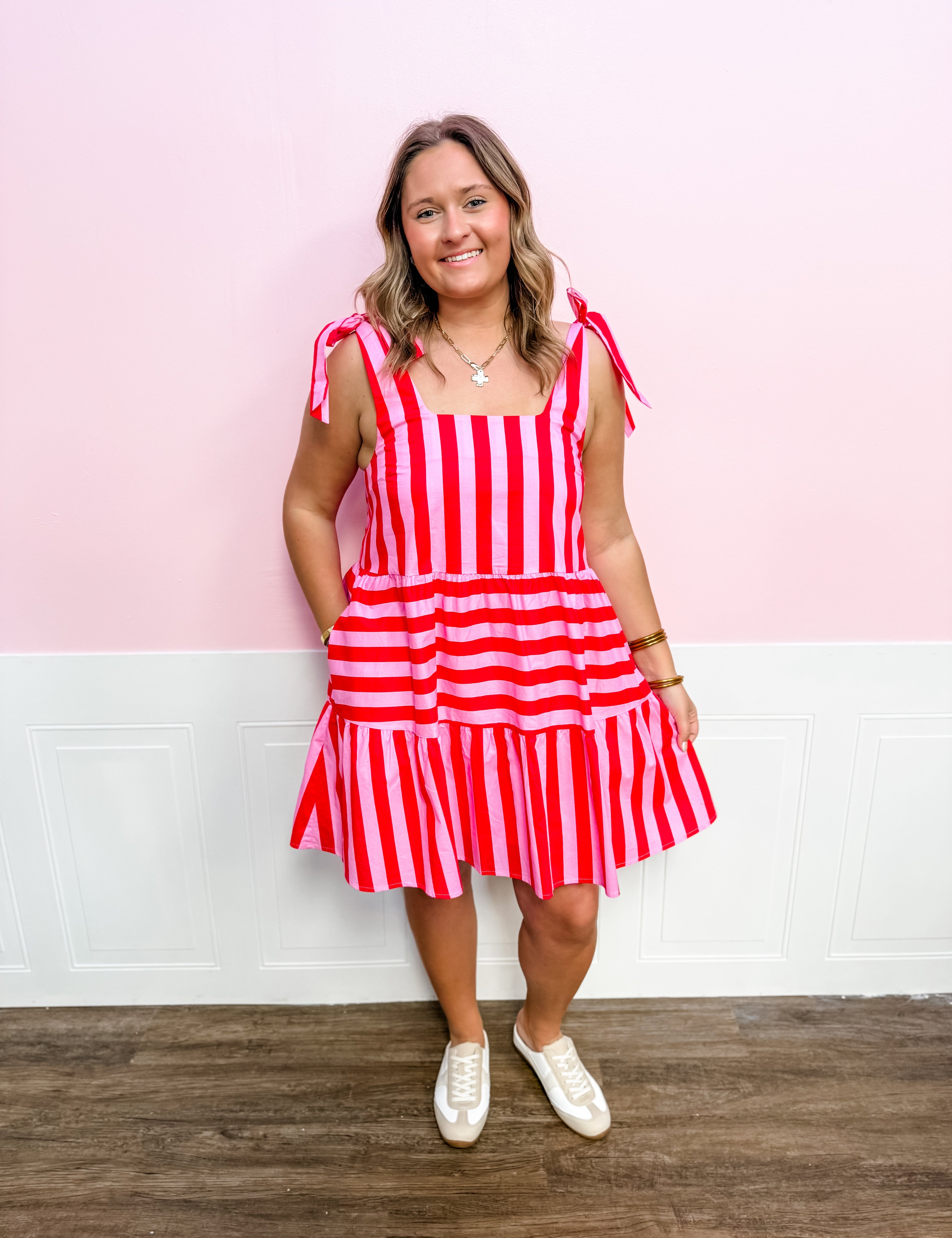 Sweet Stripe Statement Midi Dress - Just a Small Town Girl