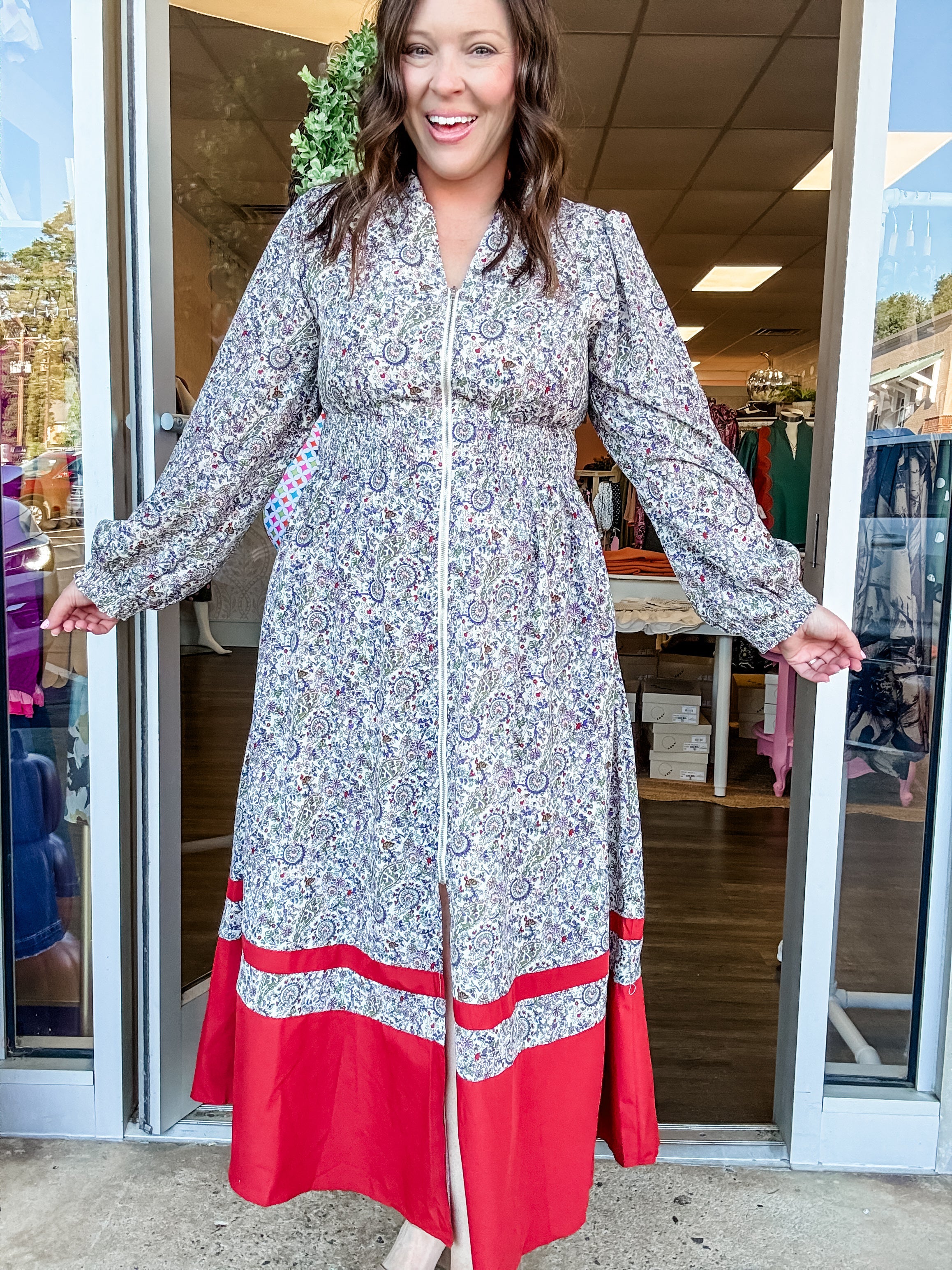 Terra Cotta Paisley Border Print Midi Dress - Just a Small Town Girl