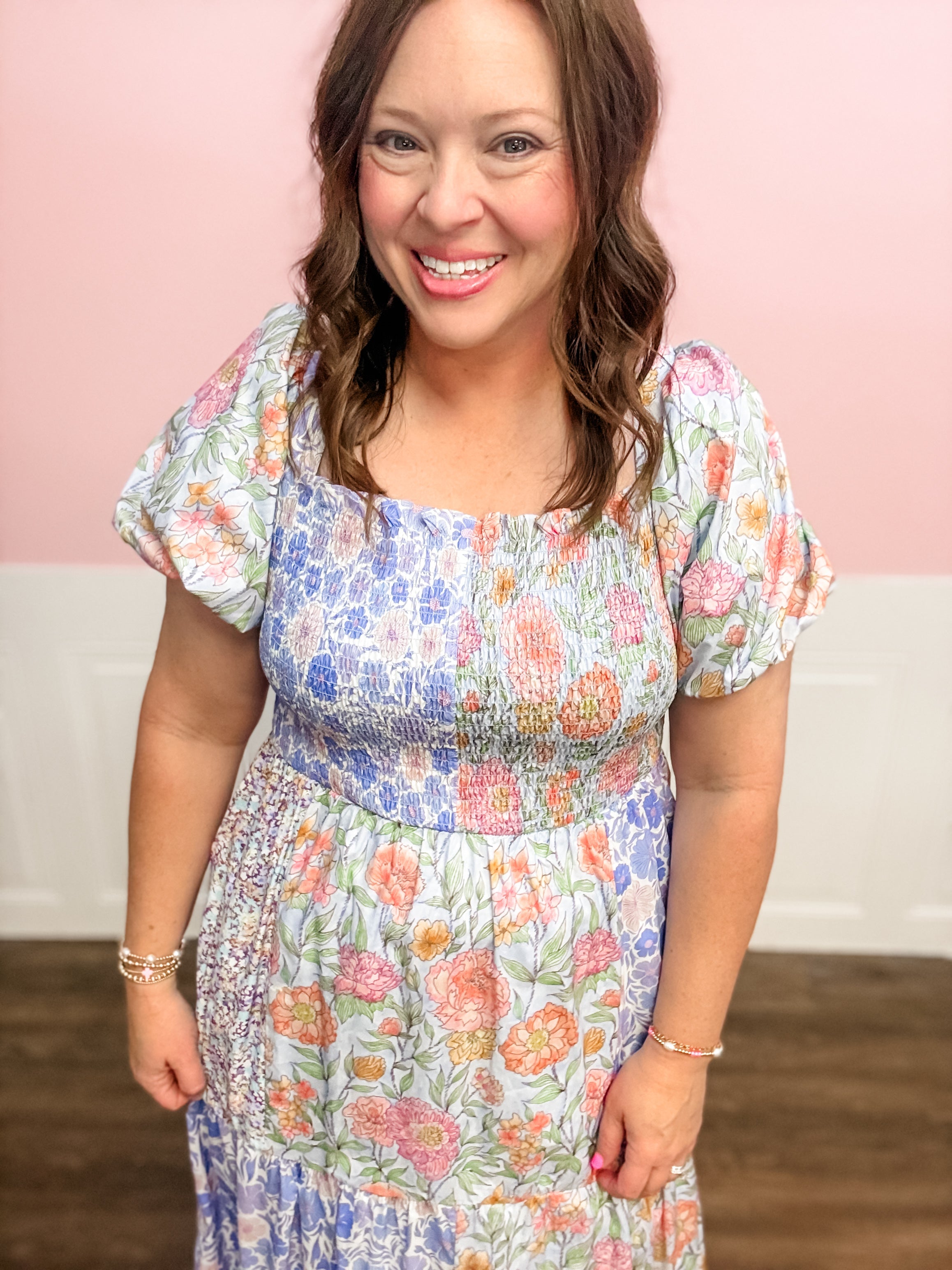 The Bluebell Patchwork Garden Midi Dress – Just a Small Town Girl