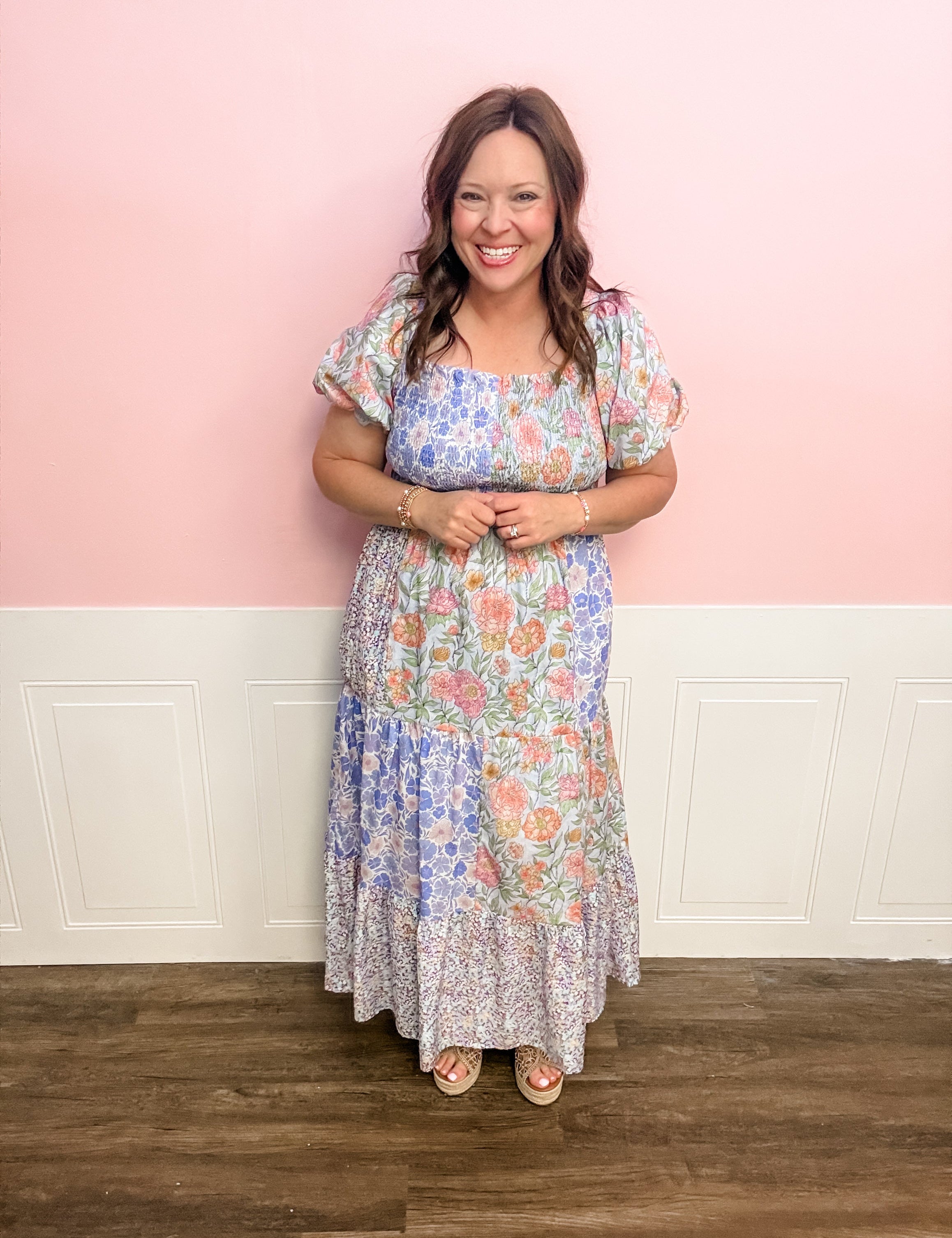 The Bluebell Patchwork Garden Midi Dress - Just a Small Town Girl