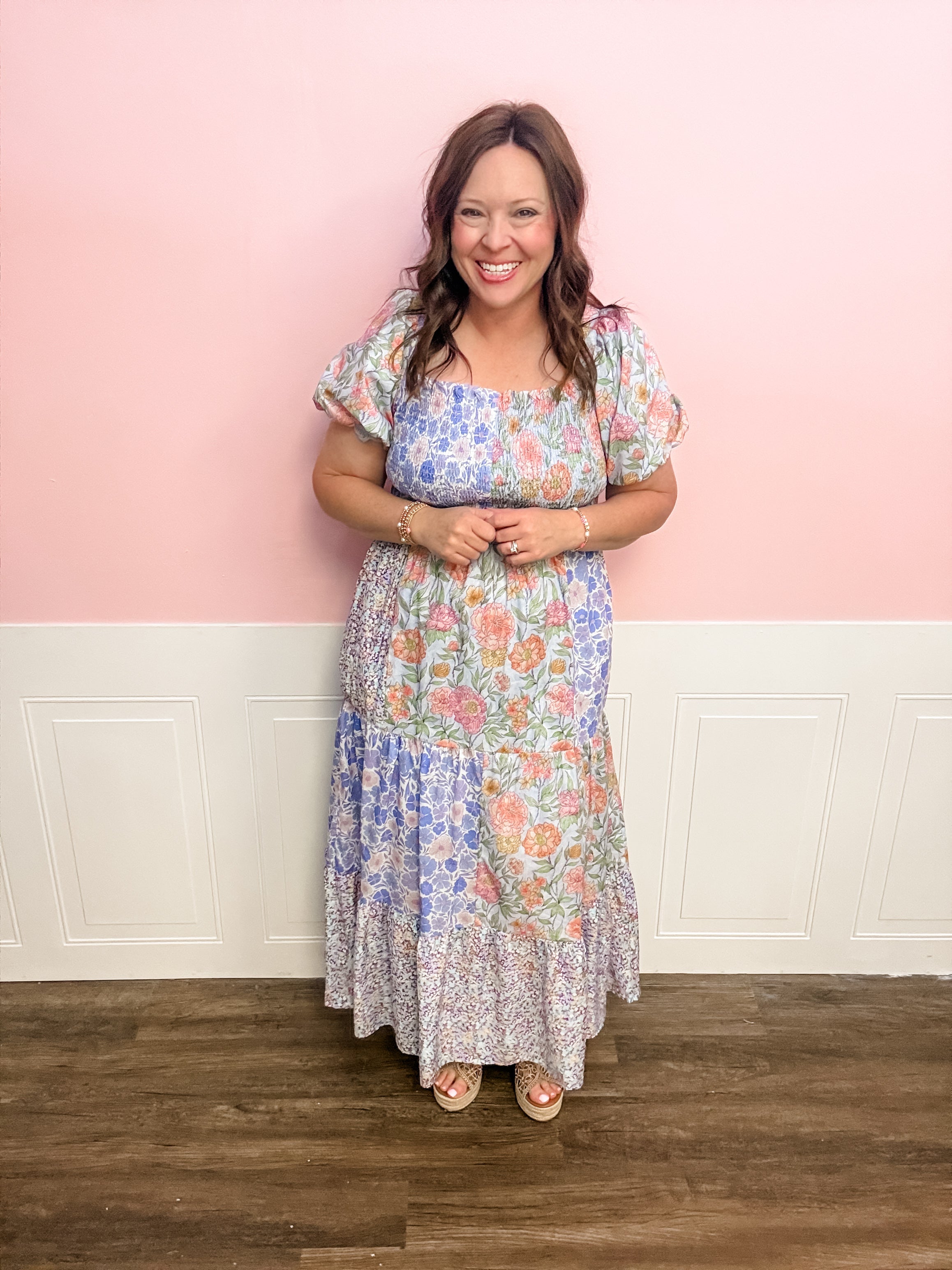 The Bluebell Patchwork Garden Midi Dress - Just a Small Town Girl