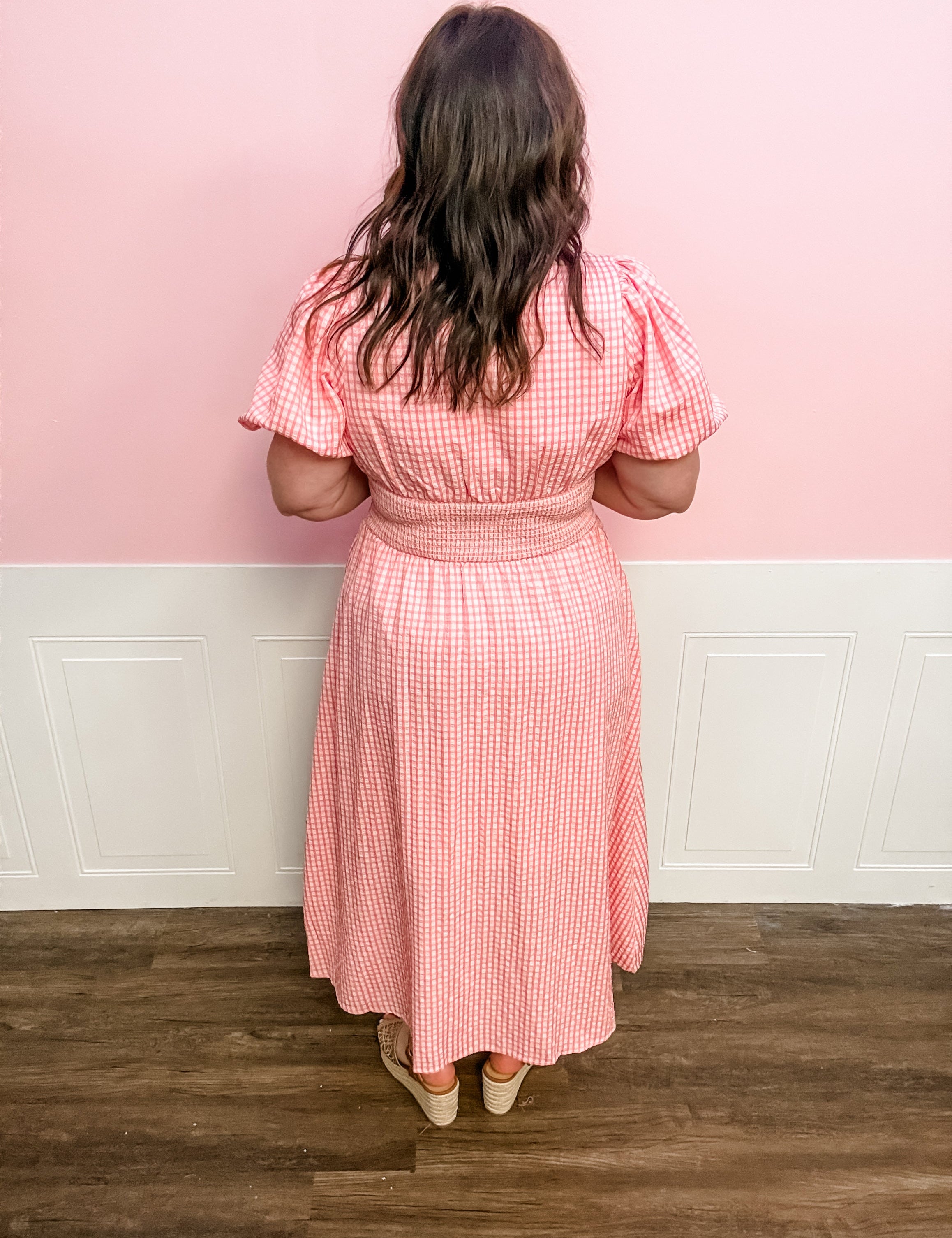 The Coral Gingham Charm Dress - Just a Small Town Girl