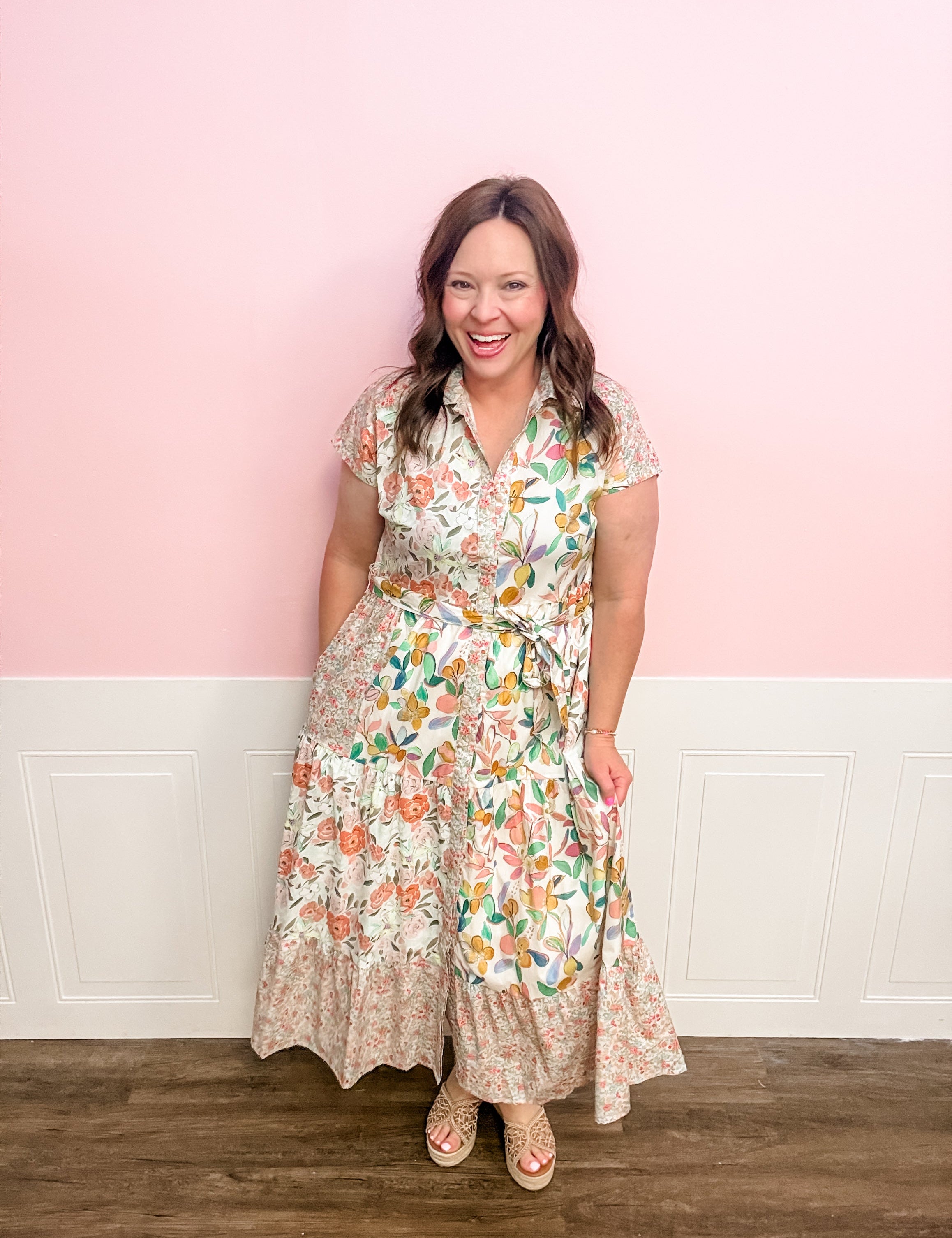 The Garden Party Patchwork Midi Dress - Just a Small Town Girl