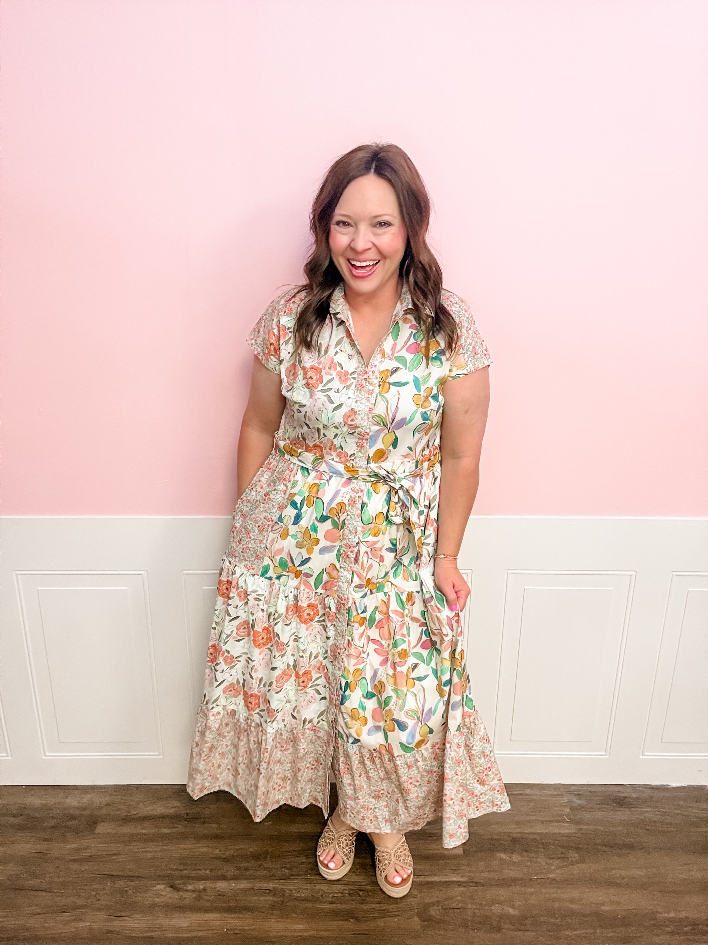 The Garden Party Patchwork Midi Dress - Just a Small Town Girl