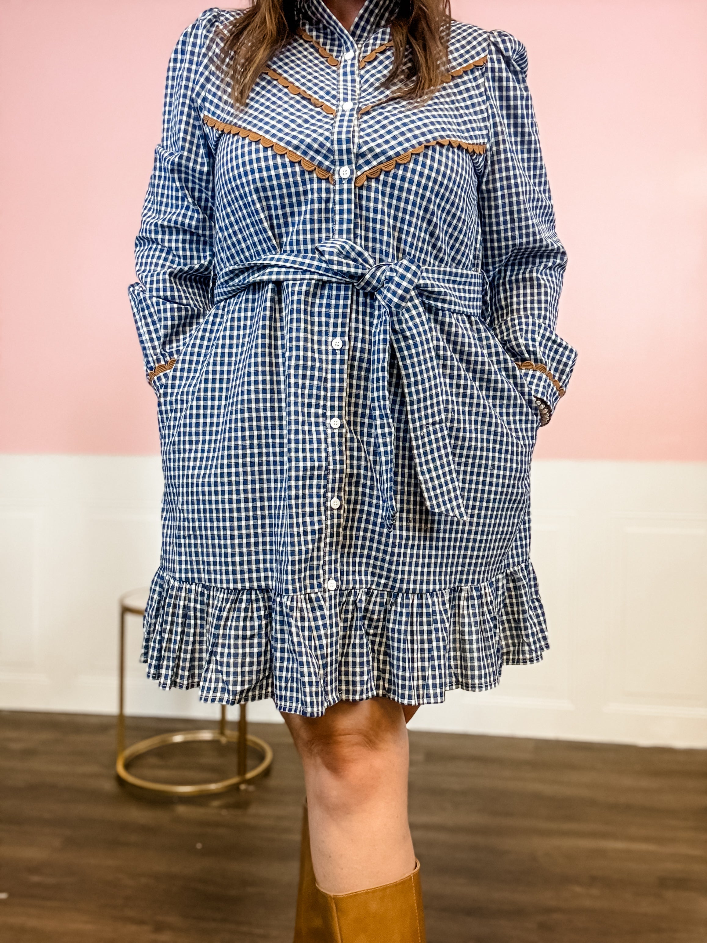 The Gingham Ribbon Shirtdress - Just a Small Town Girl