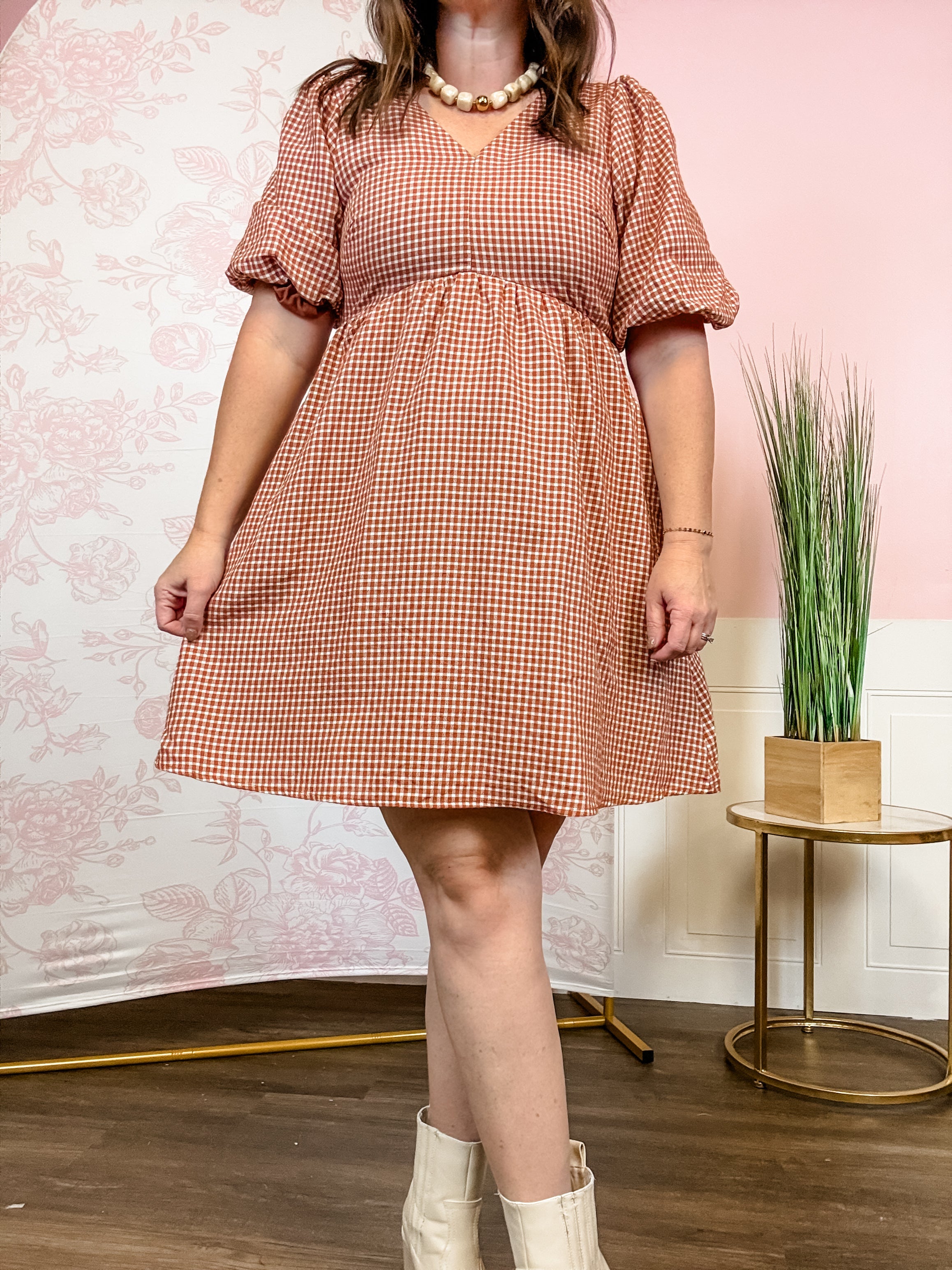 The Harvest Check Dress - Just a Small Town Girl