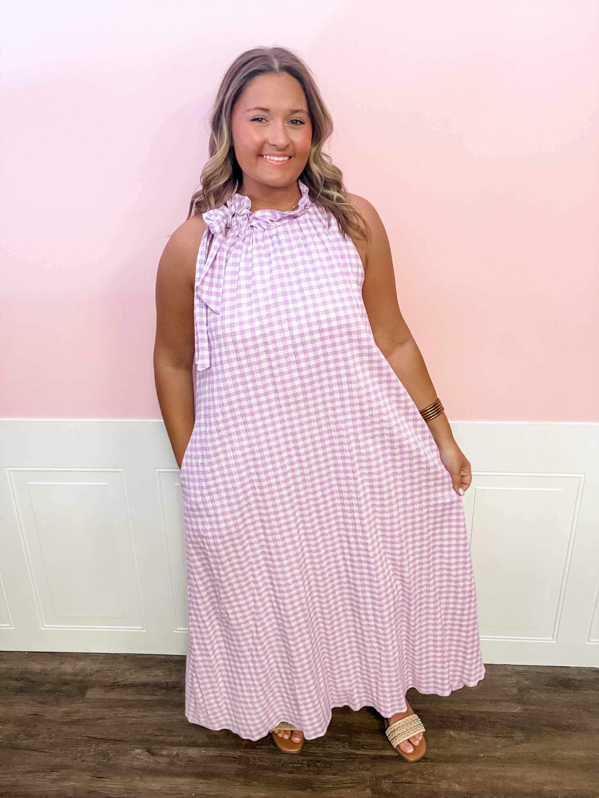 The Lavender Picnic Gingham Maxi Dress - Just a Small Town Girl