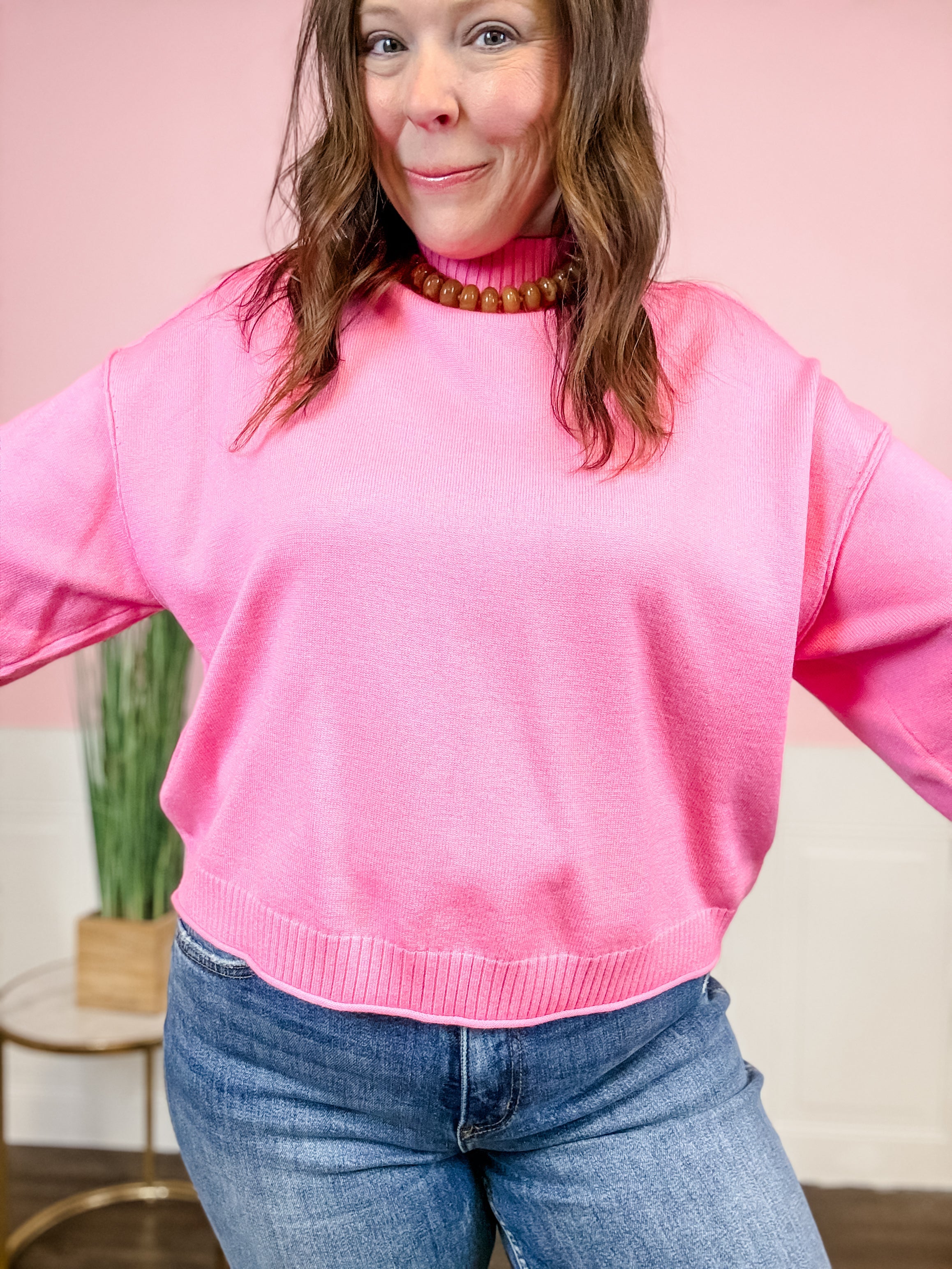 The Pink Petal Hem Sweater - Just a Small Town Girl
