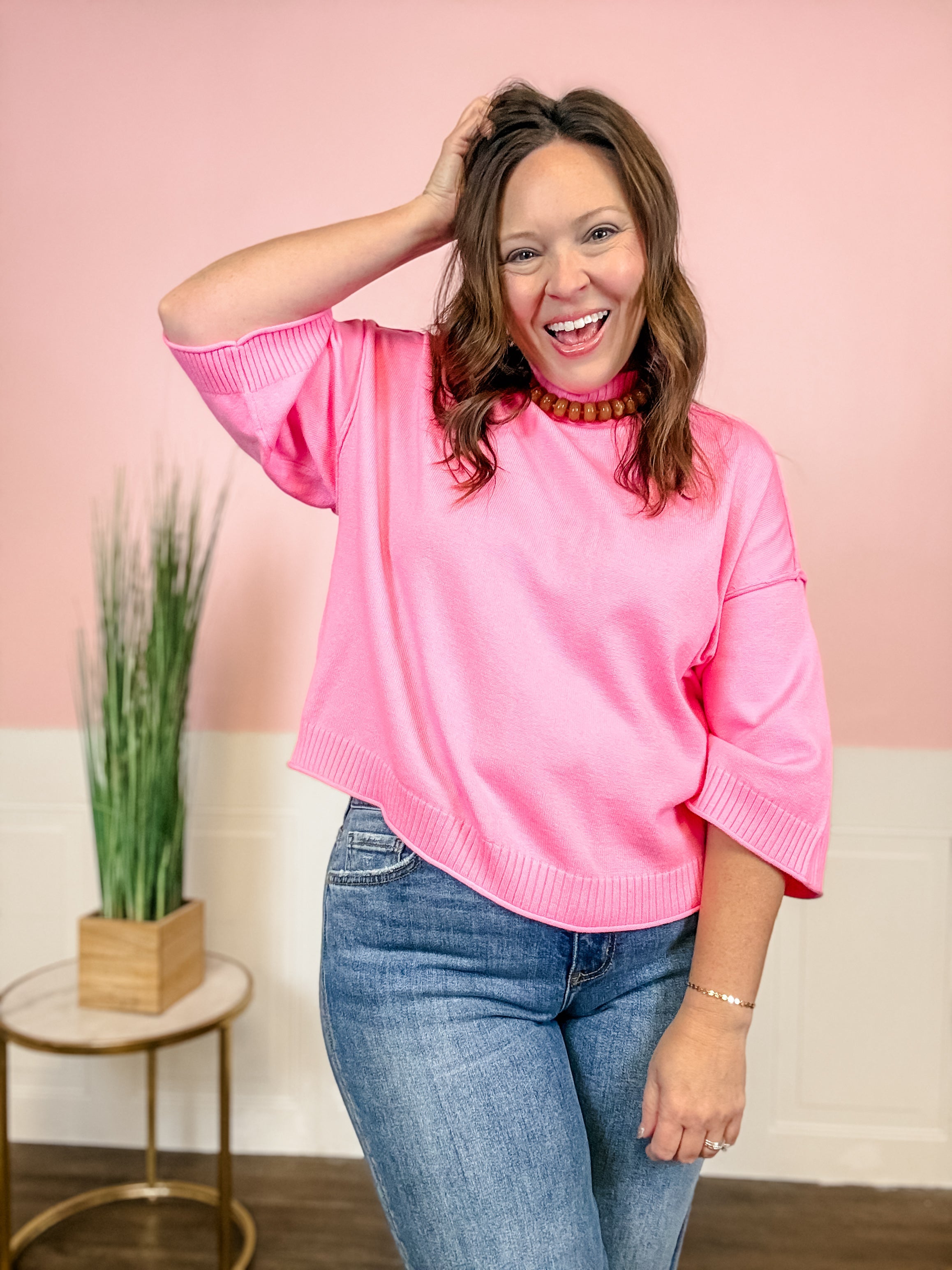 The Pink Petal Hem Sweater - Just a Small Town Girl