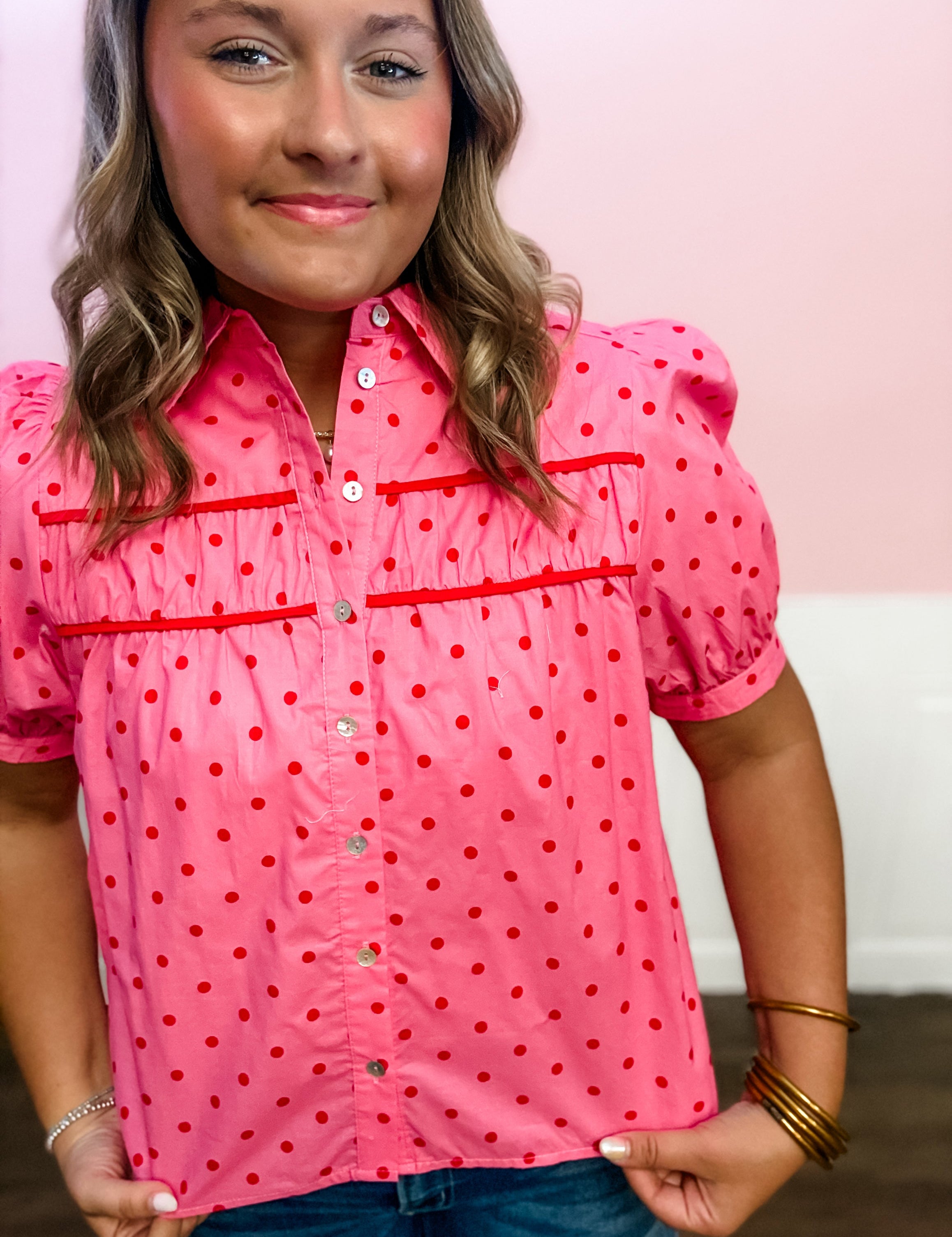 The Sweet & Spotted Blouse - Just a Small Town Girl