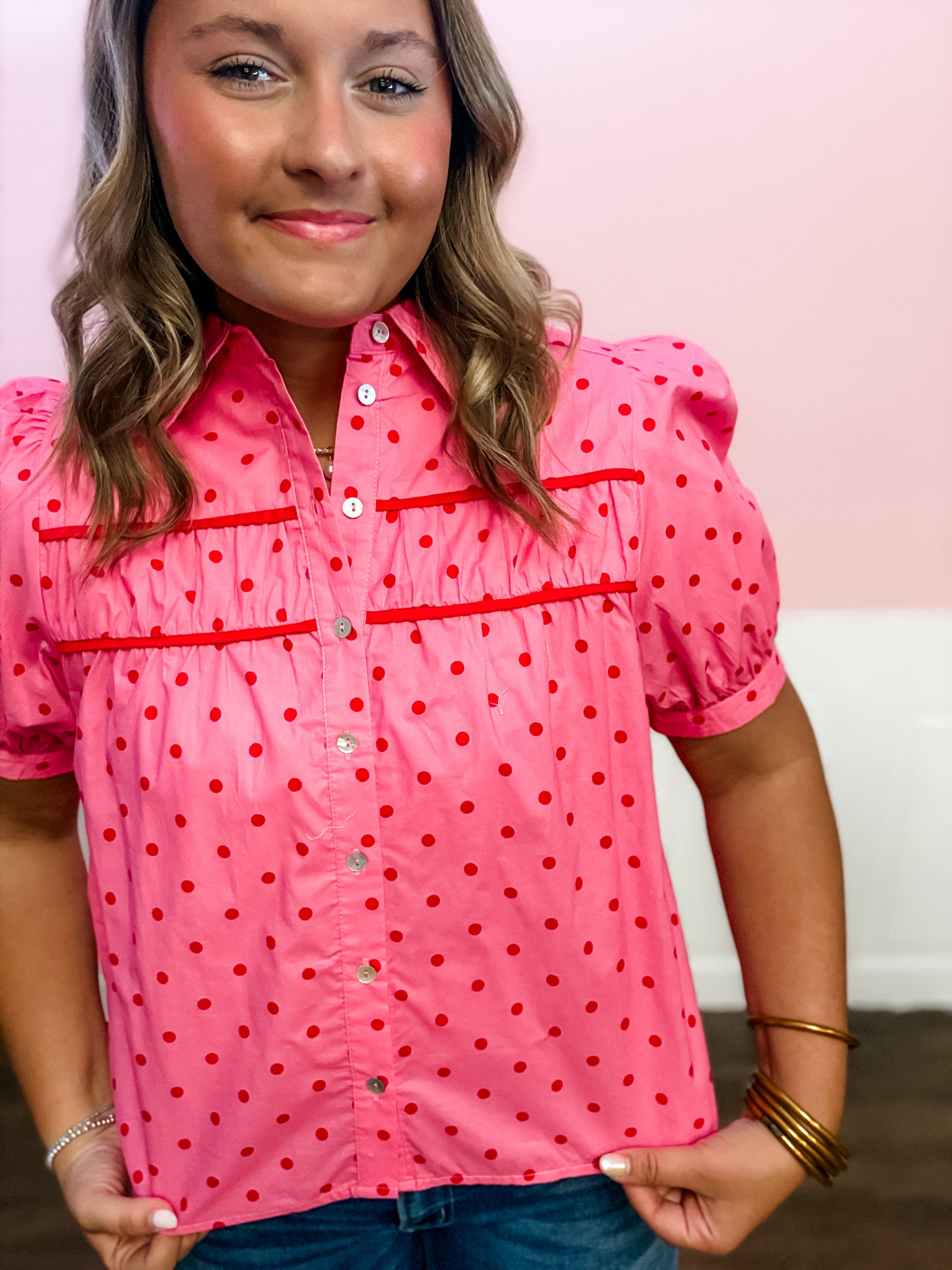 The Sweet & Spotted Blouse - Just a Small Town Girl