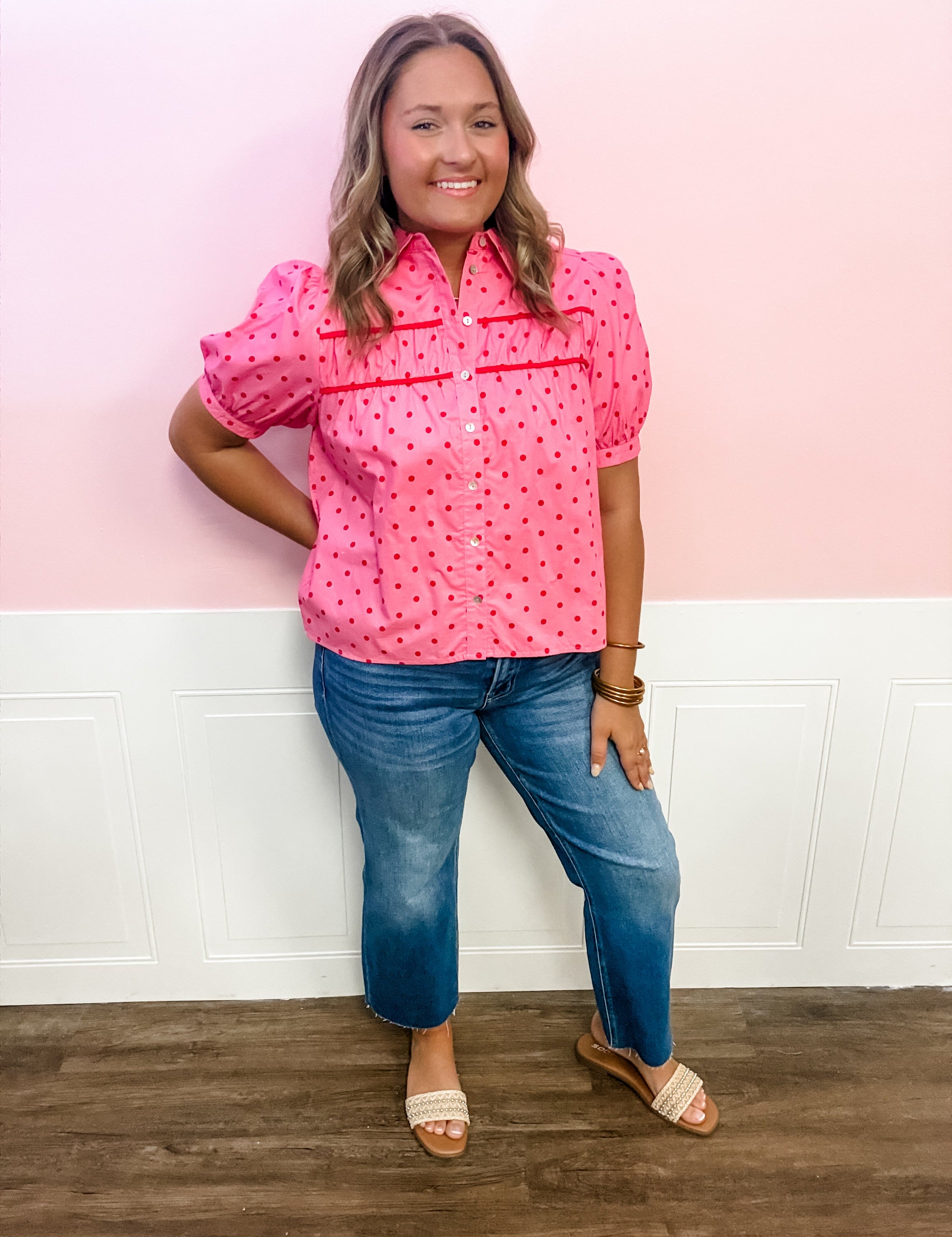 The Sweet & Spotted Blouse - Just a Small Town Girl