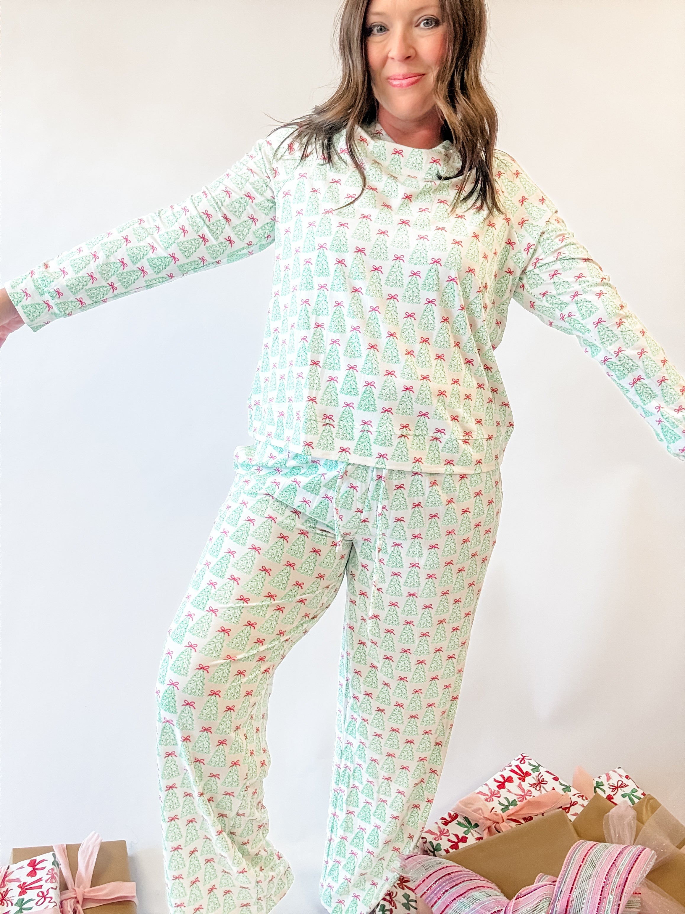 Tied Up in Christmas Pajama Set - Just a Small Town Girl