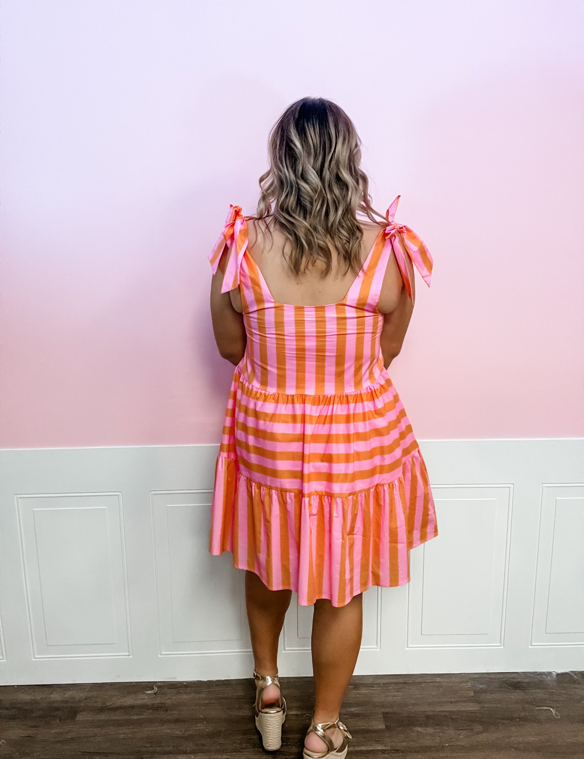 Tiger Bow Stripe Dress - Just a Small Town Girl