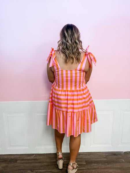 Tiger Bow Stripe Dress - Just a Small Town Girl