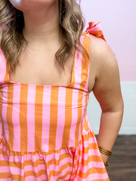 Tiger Bow Stripe Dress - Just a Small Town Girl