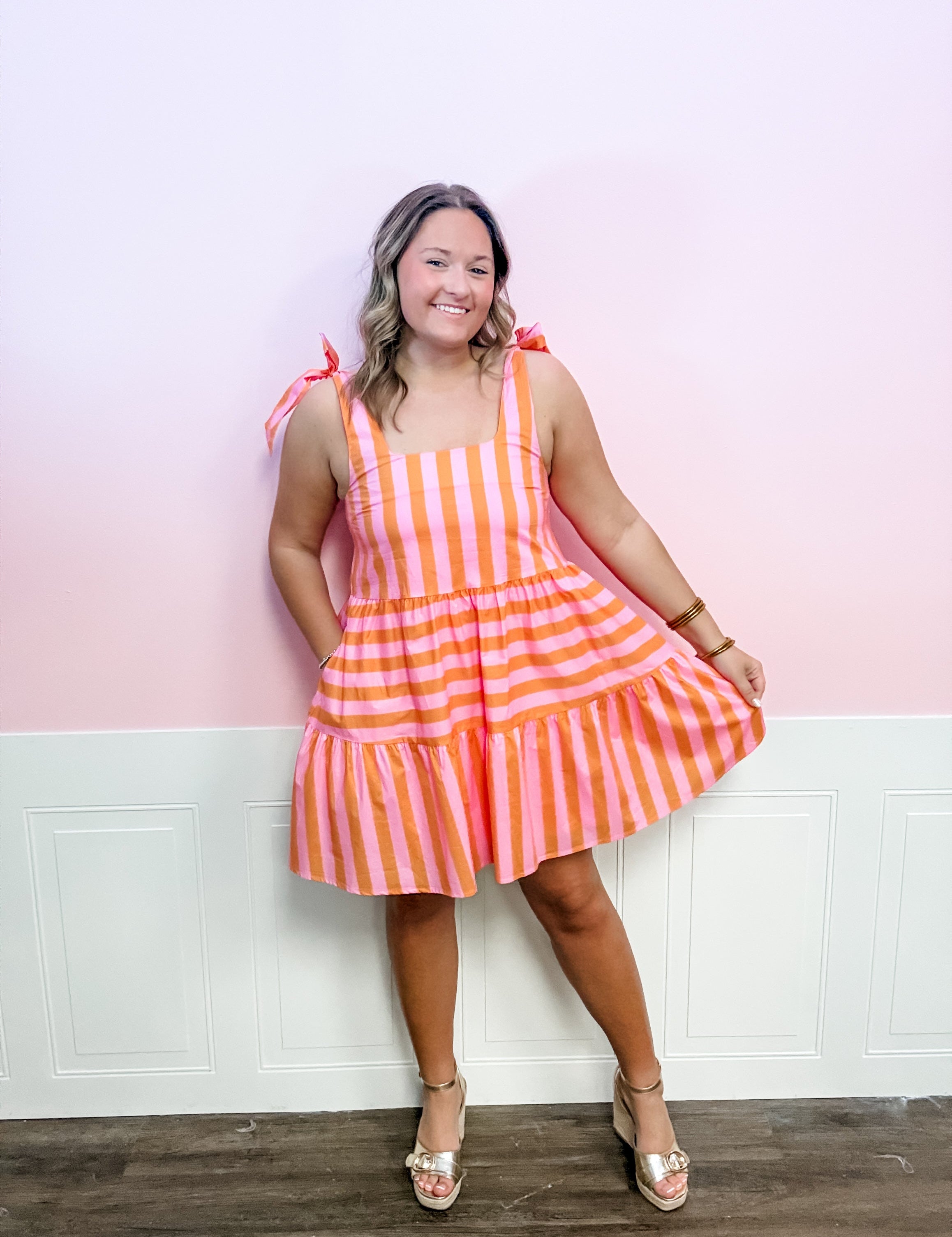 Tiger Bow Stripe Dress - Just a Small Town Girl