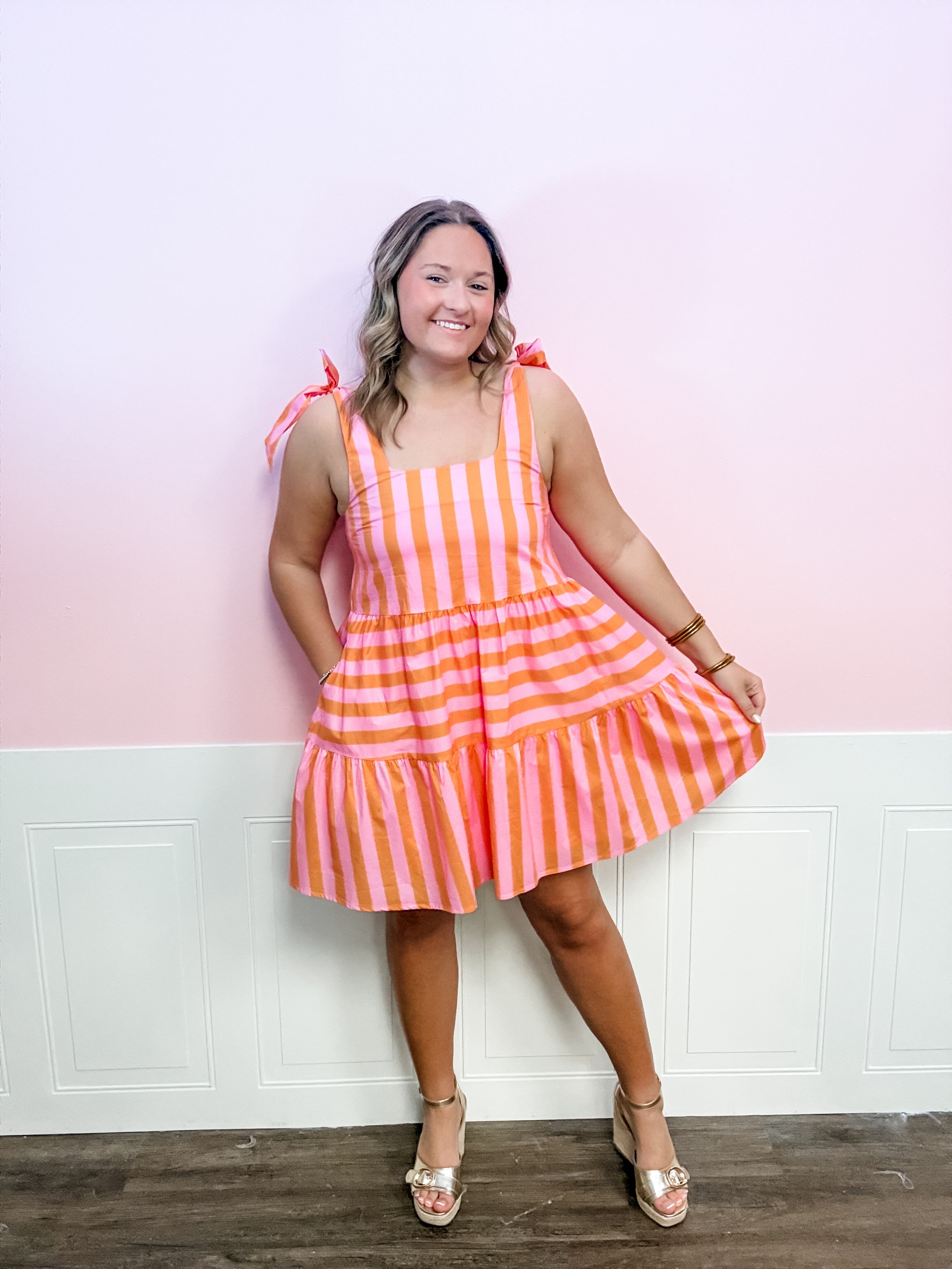 Tiger Bow Stripe Dress - Just a Small Town Girl