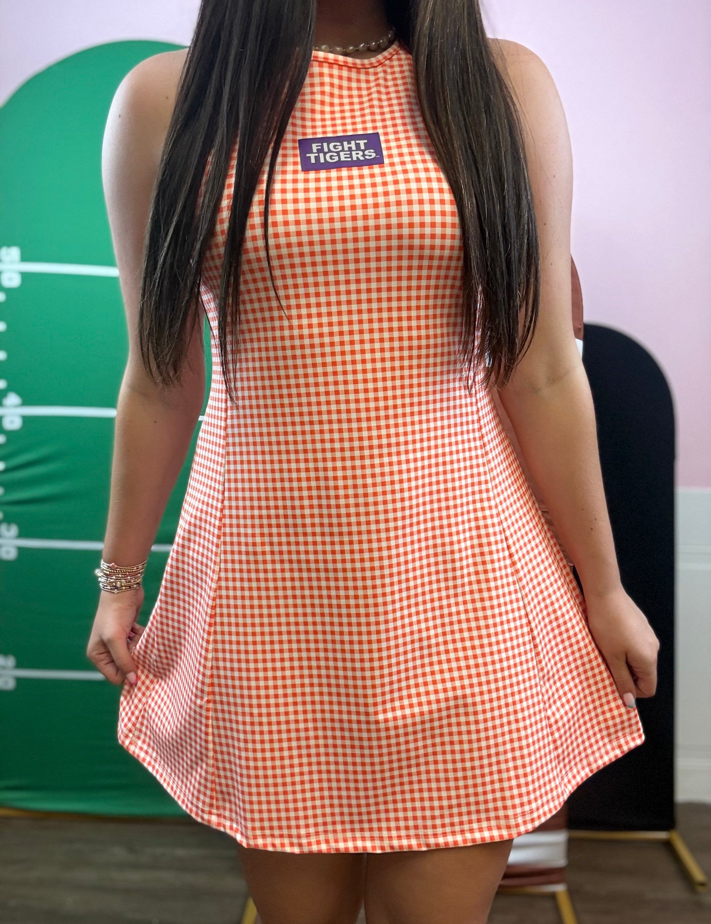 Tiger Check Game Day Dress - Just a Small Town Girl