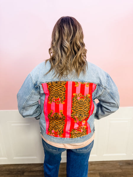 Tiger Spirit Patch Denim Jacket - Just a Small Town Girl