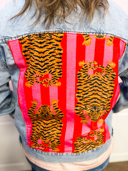 Tiger Spirit Patch Denim Jacket - Just a Small Town Girl
