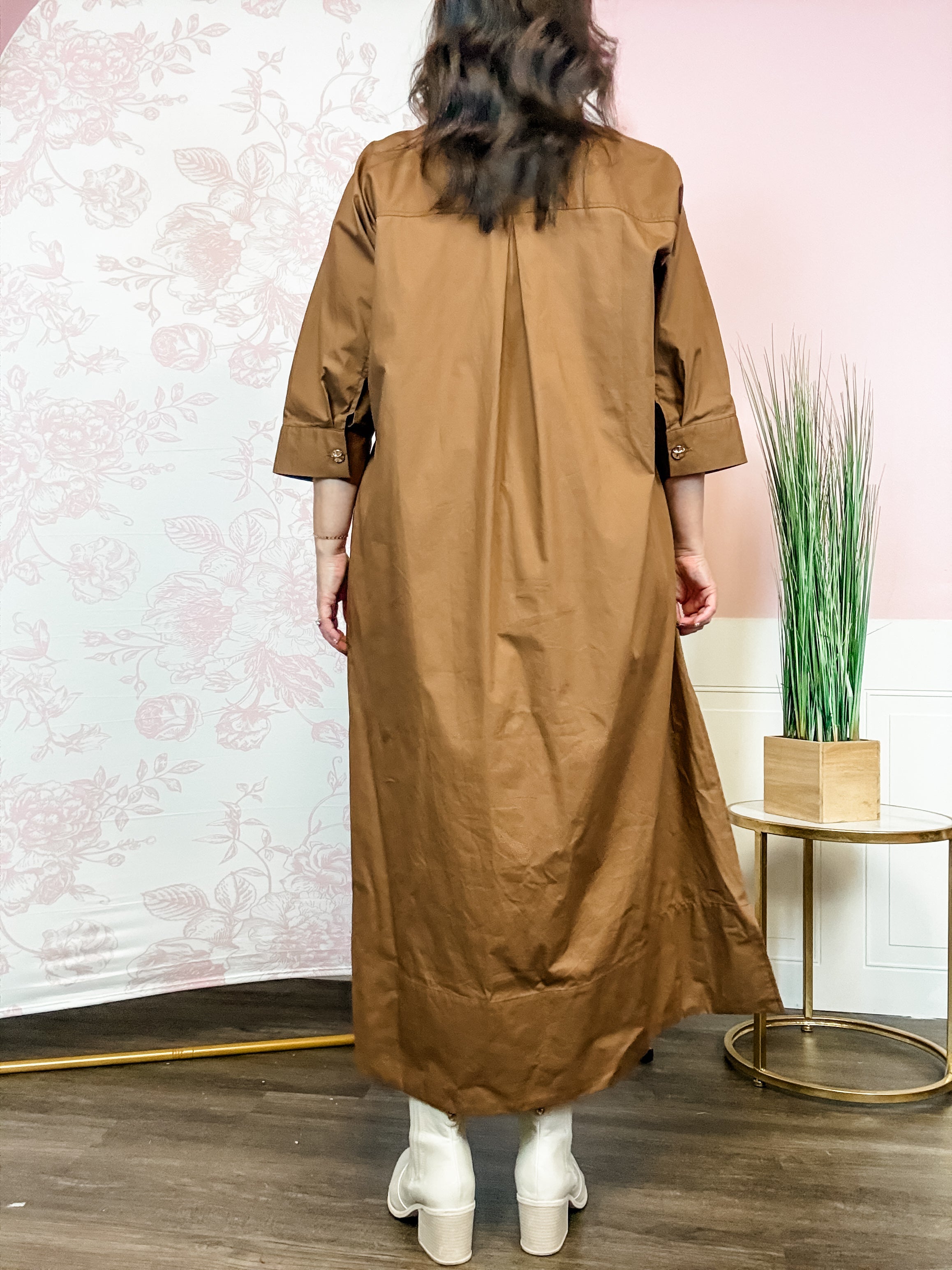 Toffee Button-Front Shirt Dress - Just a Small Town Girl