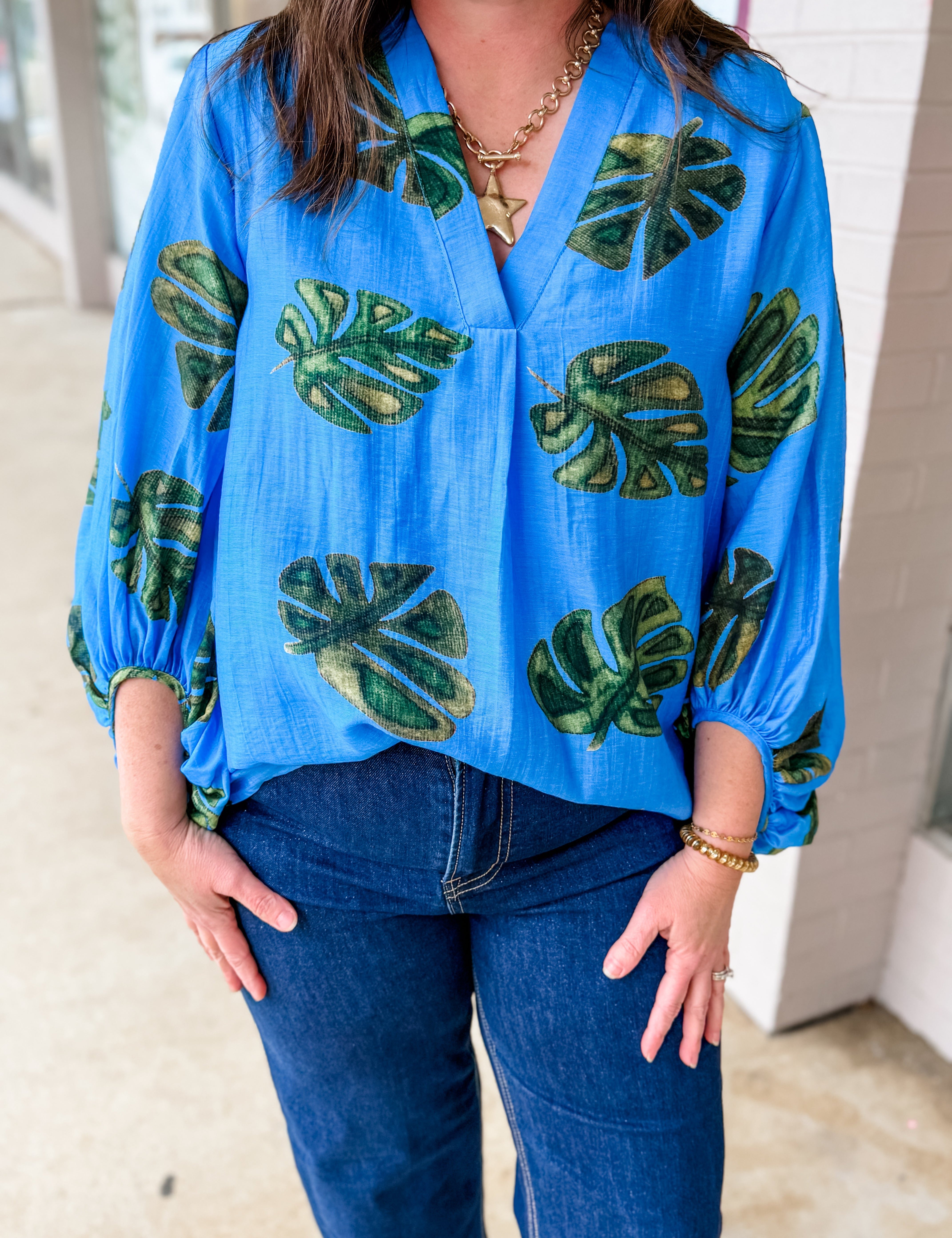 Tropic Pop V - Neck Top - Just a Small Town Girl