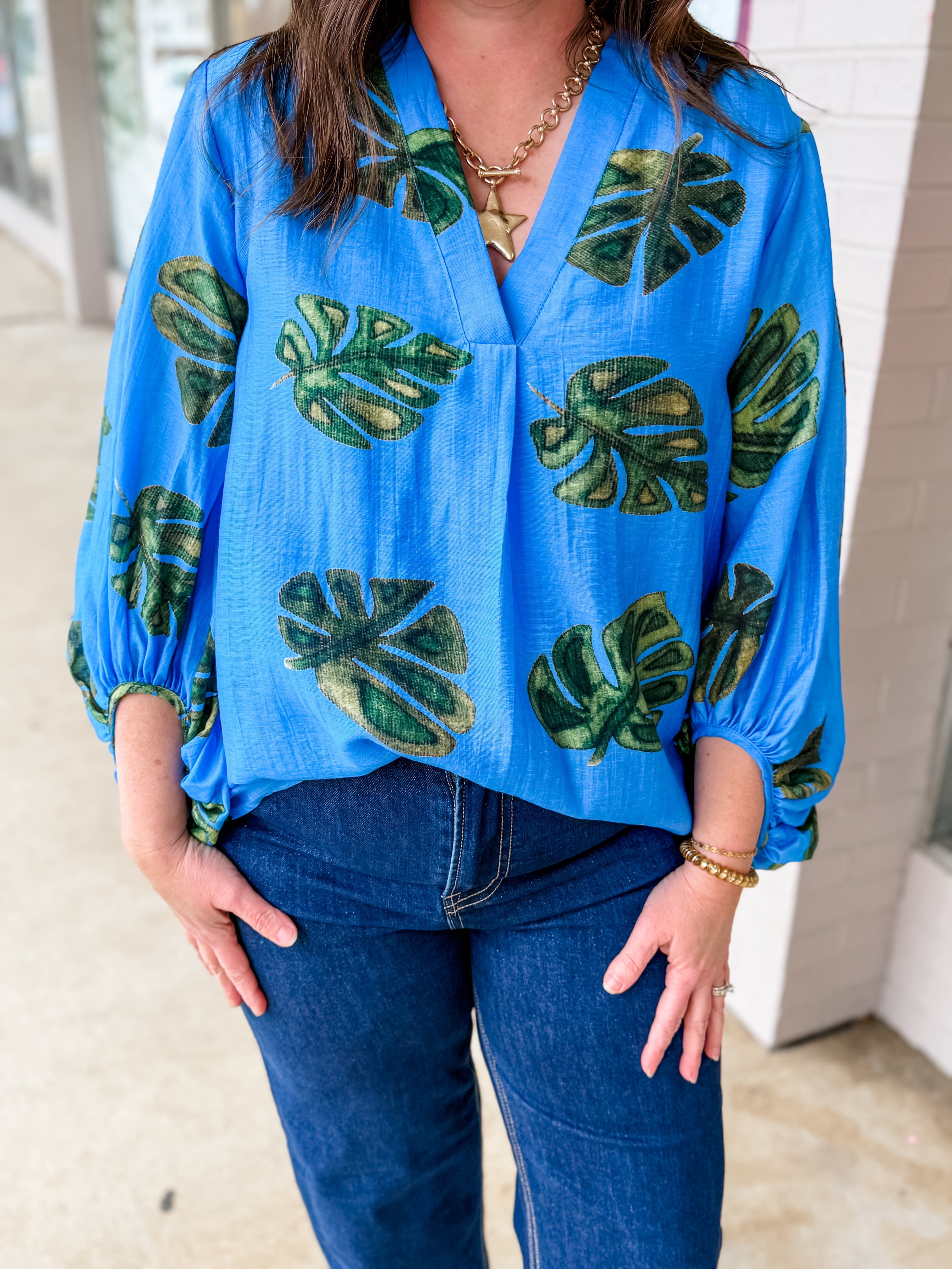 Tropic Pop V - Neck Top - Just a Small Town Girl