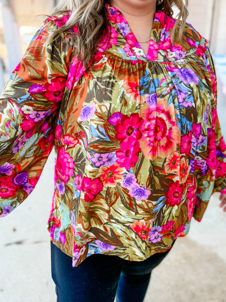 Tropical Sunset Garden Top: Plus Top - Just a Small Town Girl