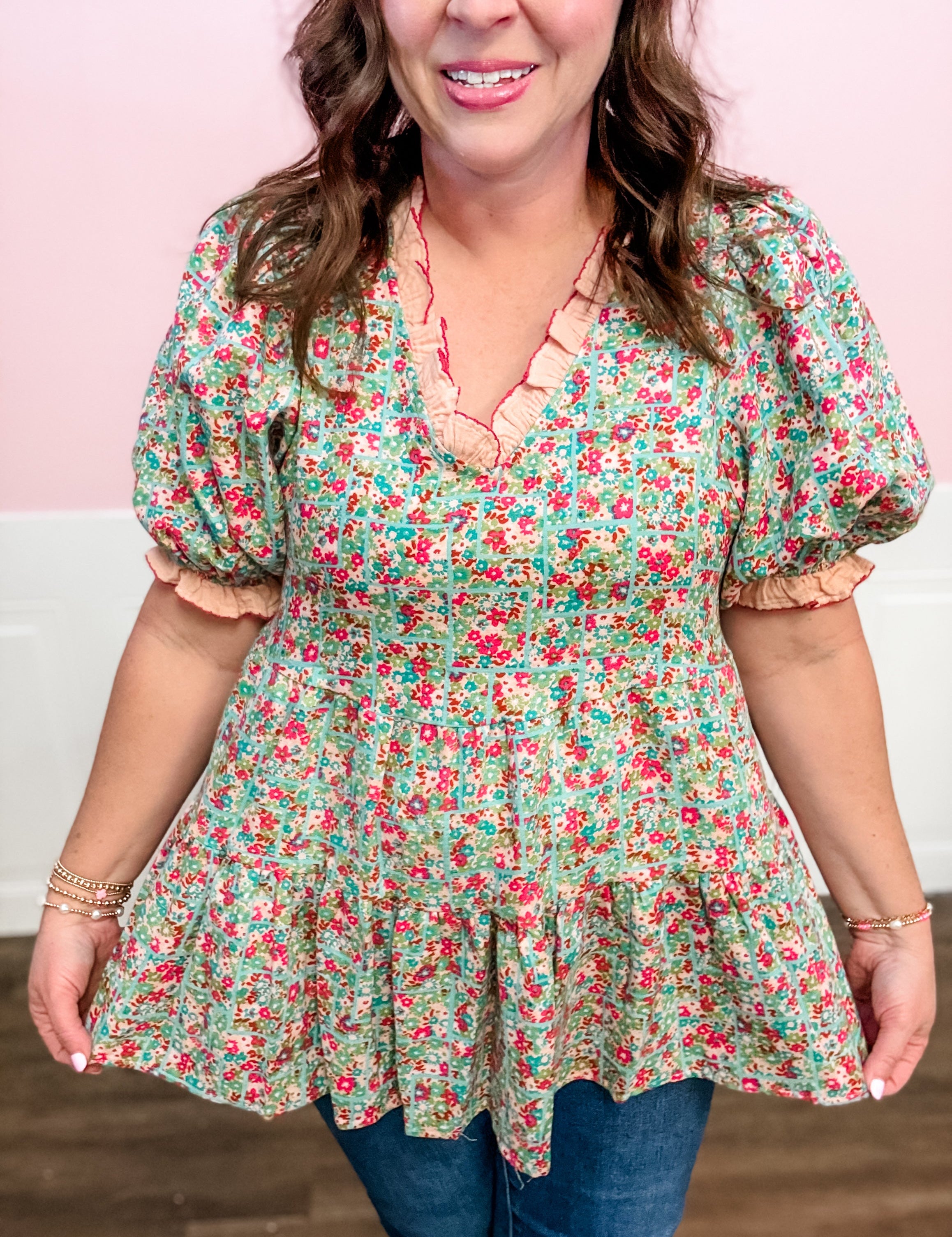 Vintage Garden Peplum Top - Just a Small Town Girl