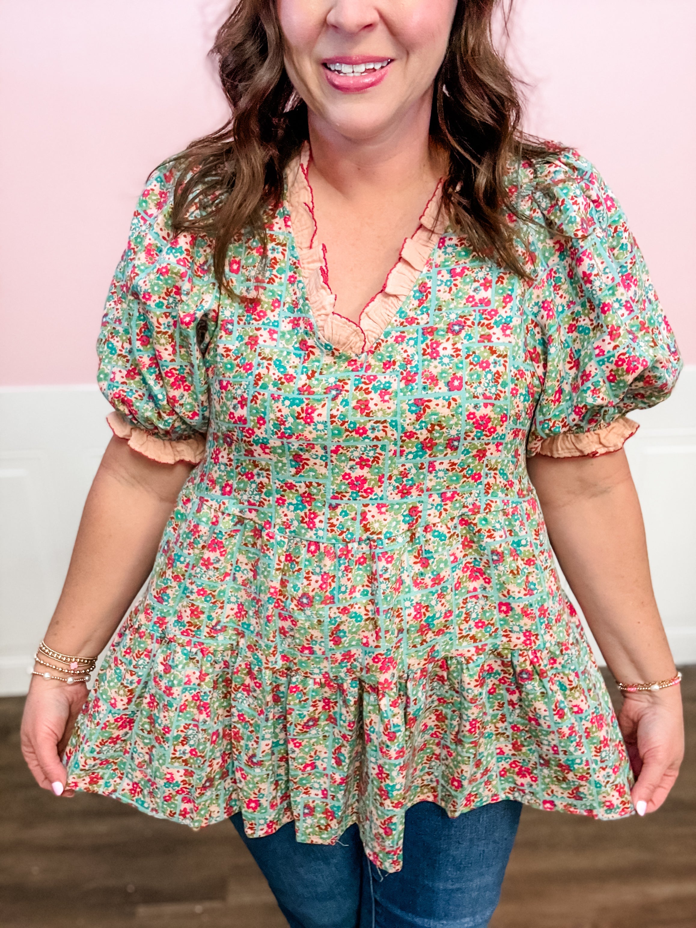 Vintage Garden Peplum Top - Just a Small Town Girl