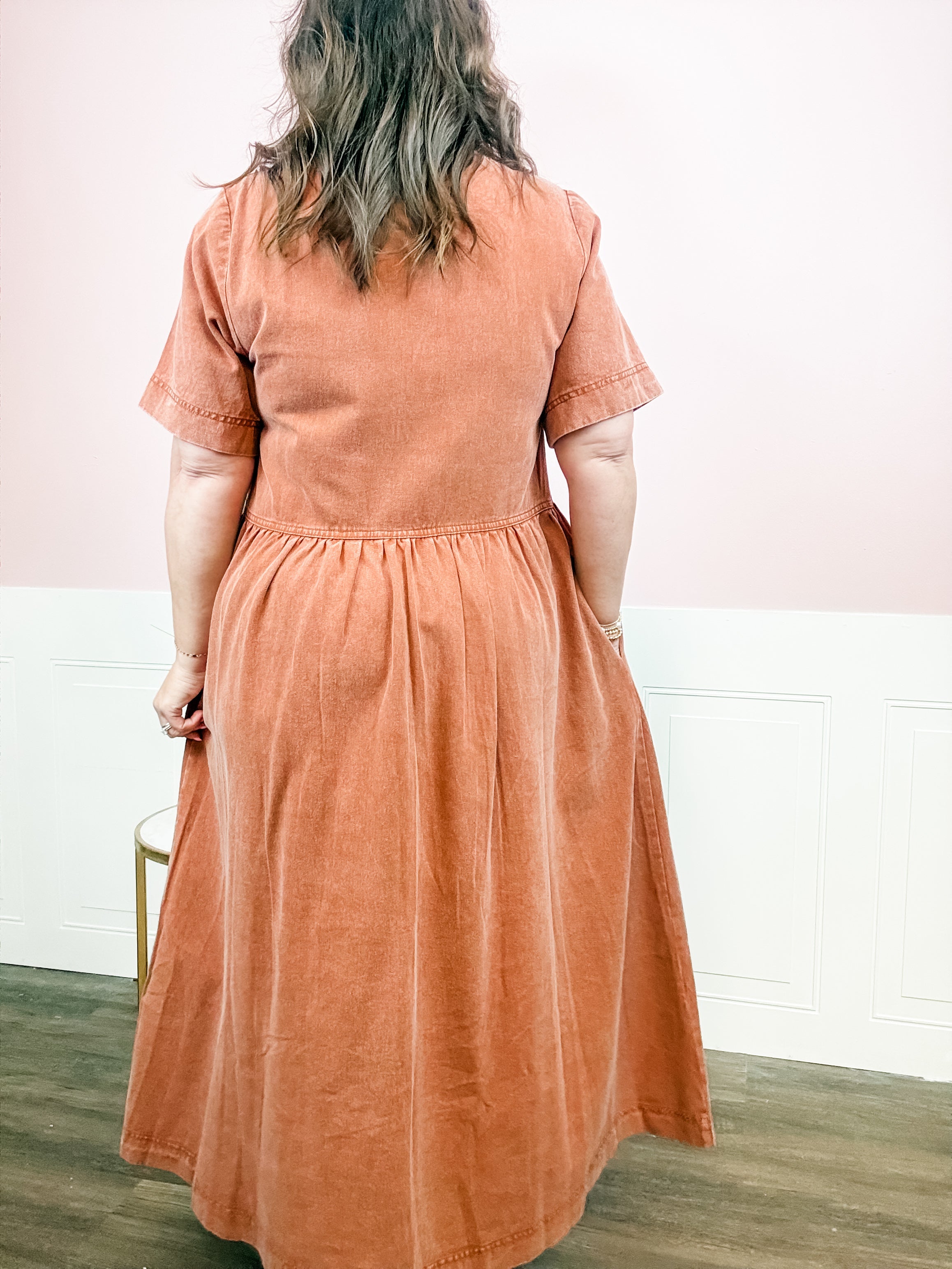 Vintage Henna Button-Front Shirtdress - Just a Small Town Girl