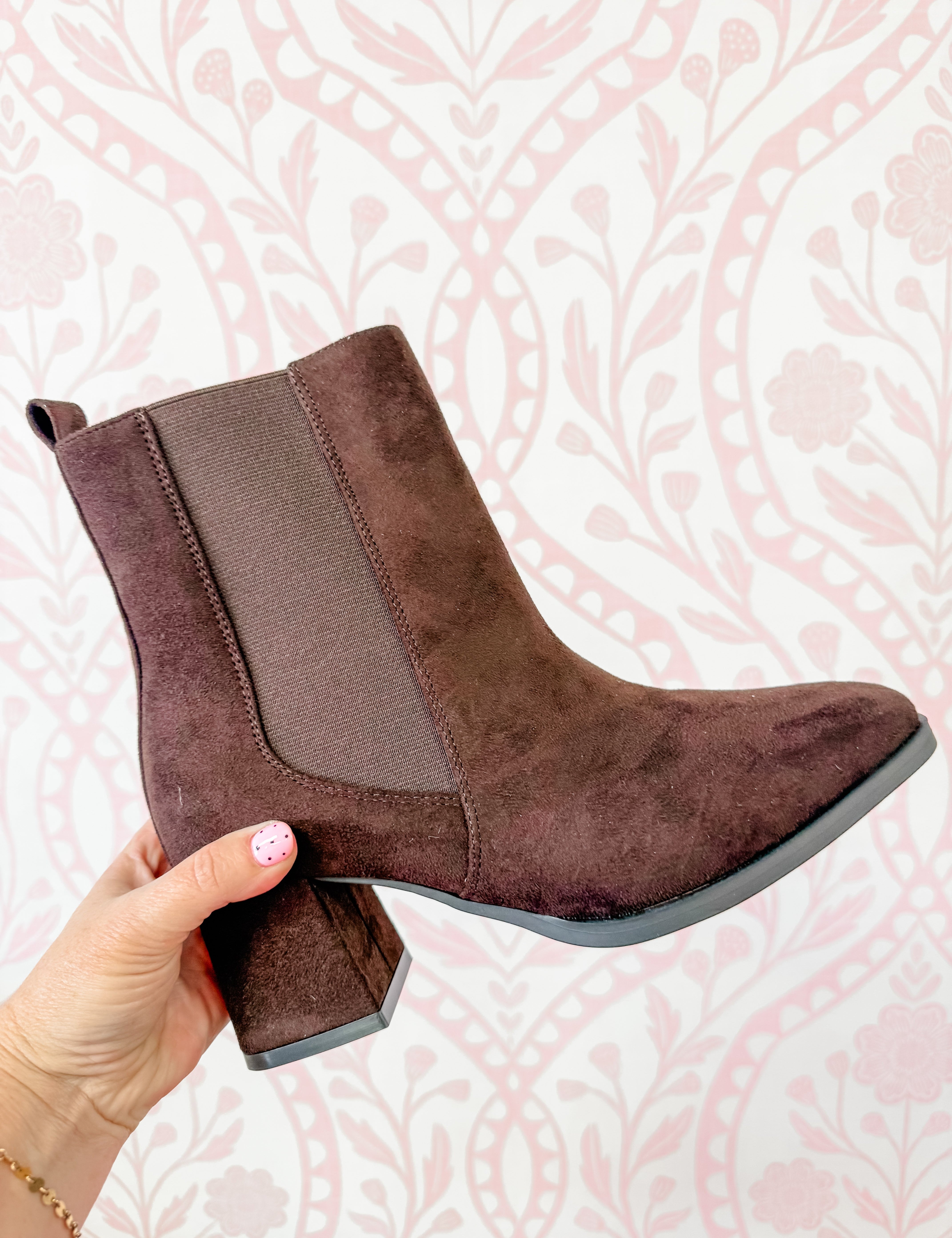 Walk This Way Chocolate Booties - Just a Small Town Girl