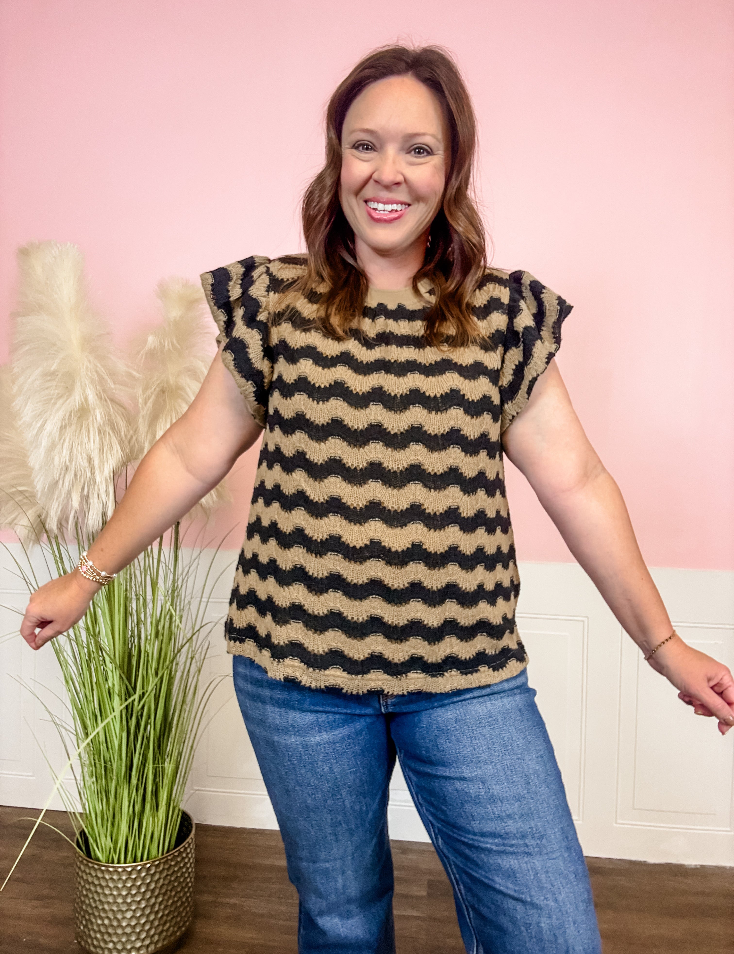 Wave Stripe Knit Top - Just a Small Town Girl